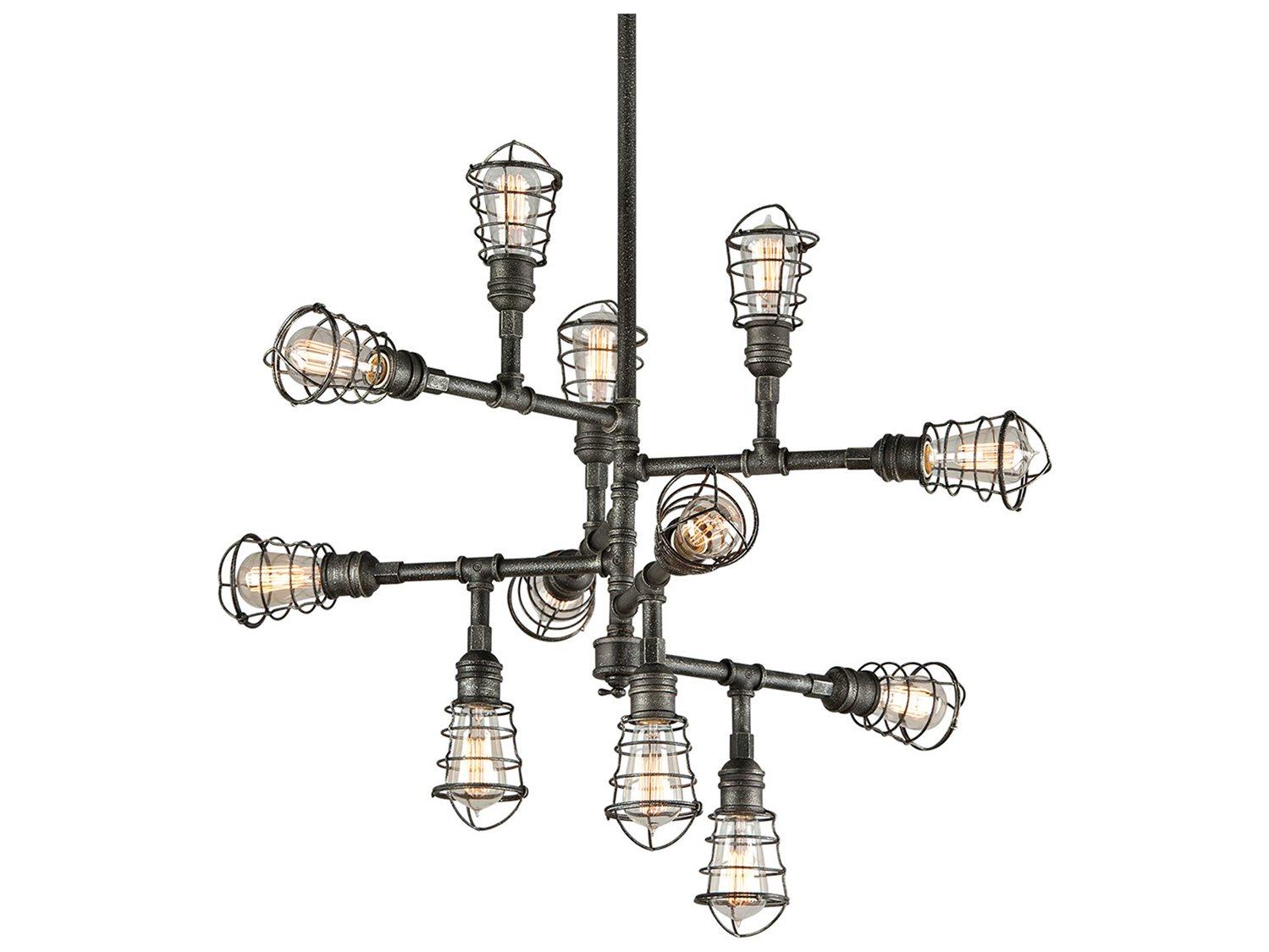 Troy Lighting Conduit 12-Light Old Silver Chandelier