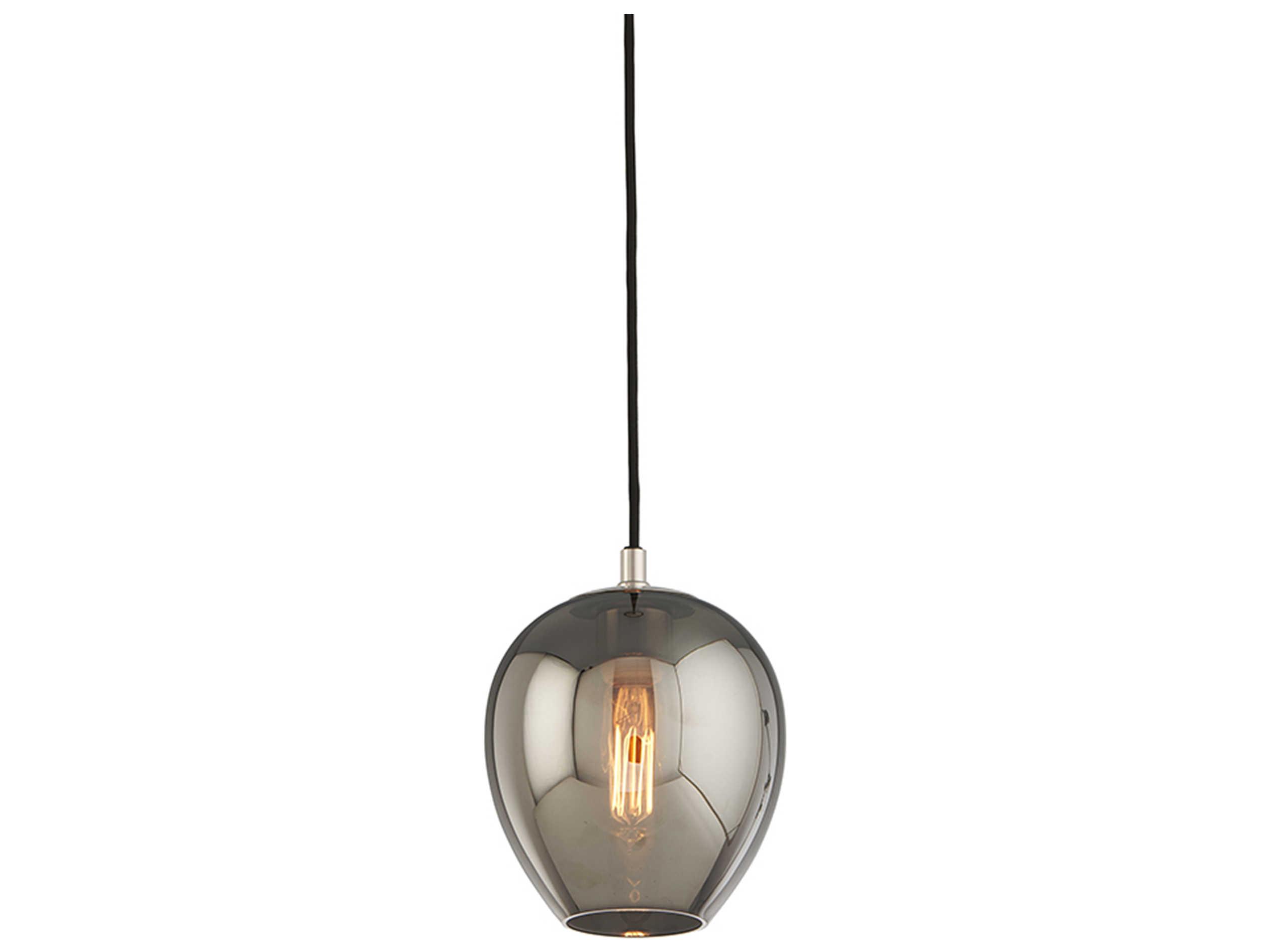 Troy Lighting Odyssey 1-Light Carbide Black And Polished Nickel Glass Globe Mini Pendant