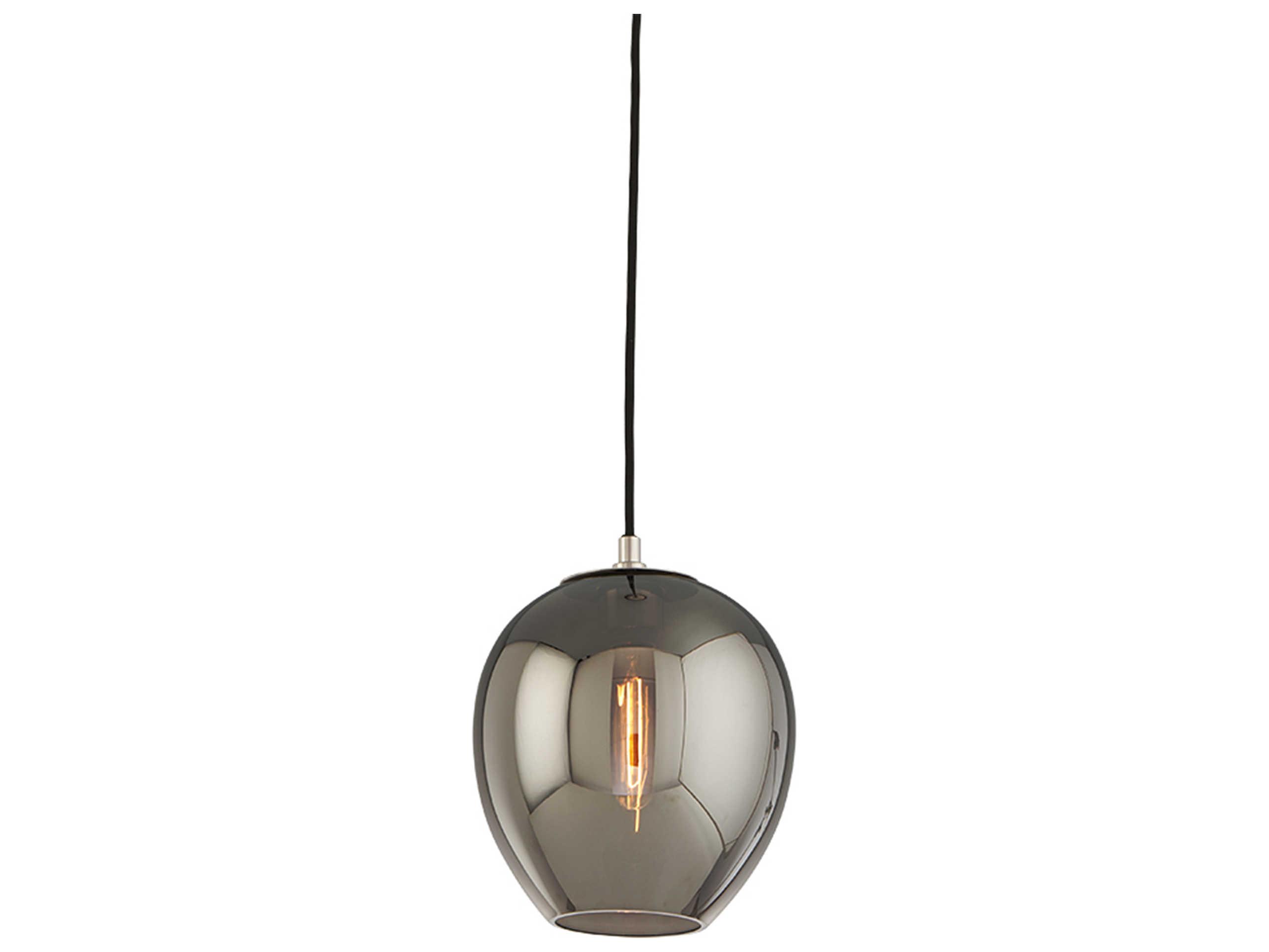 Troy Lighting Odyssey 1-Light Carbide Black / Polished Nickel Glass Globe Mini Pendant