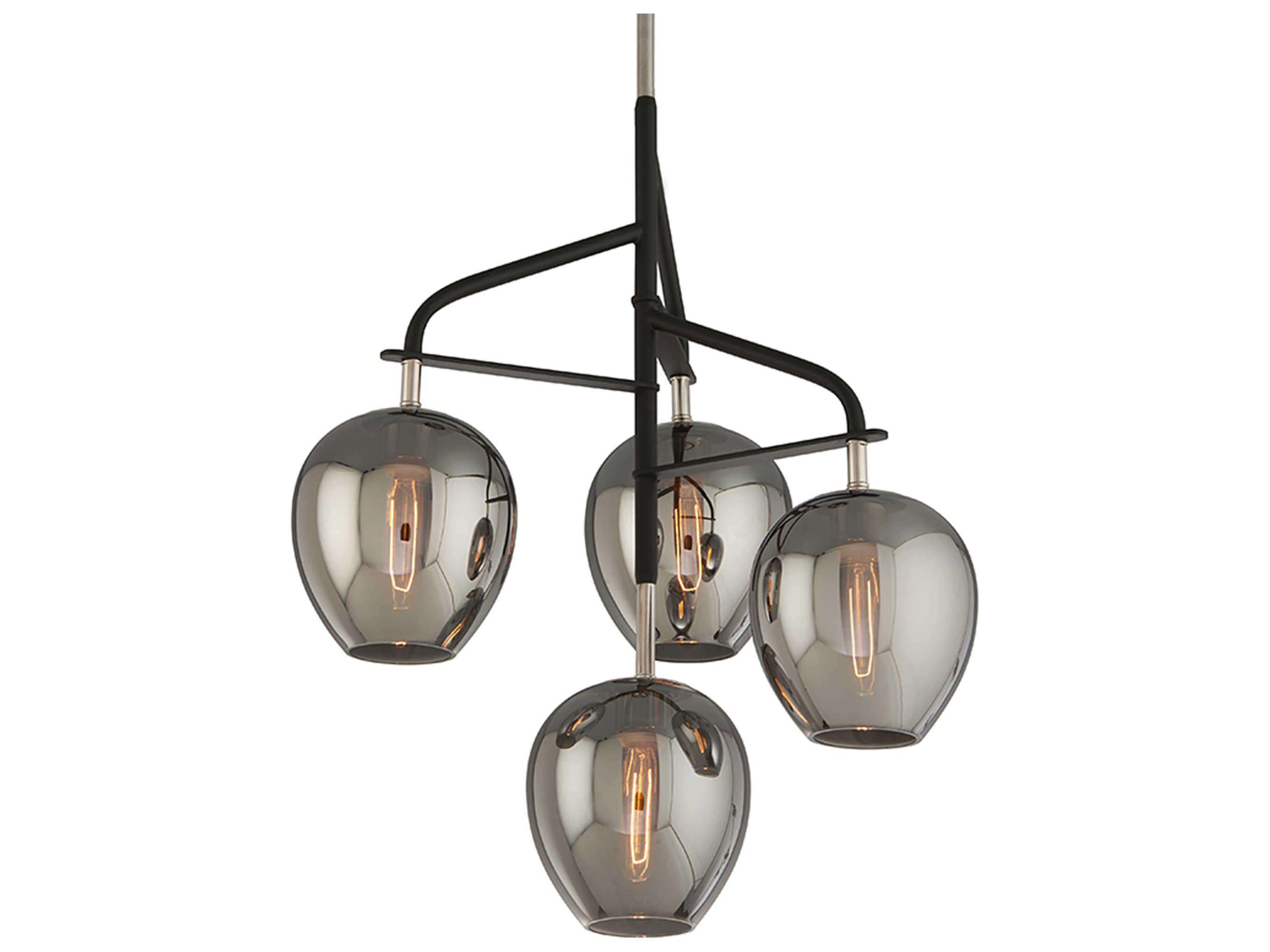Troy Lighting Odyssey 4-Light Carbide Black And Polished Nickel Glass Globe Pendant