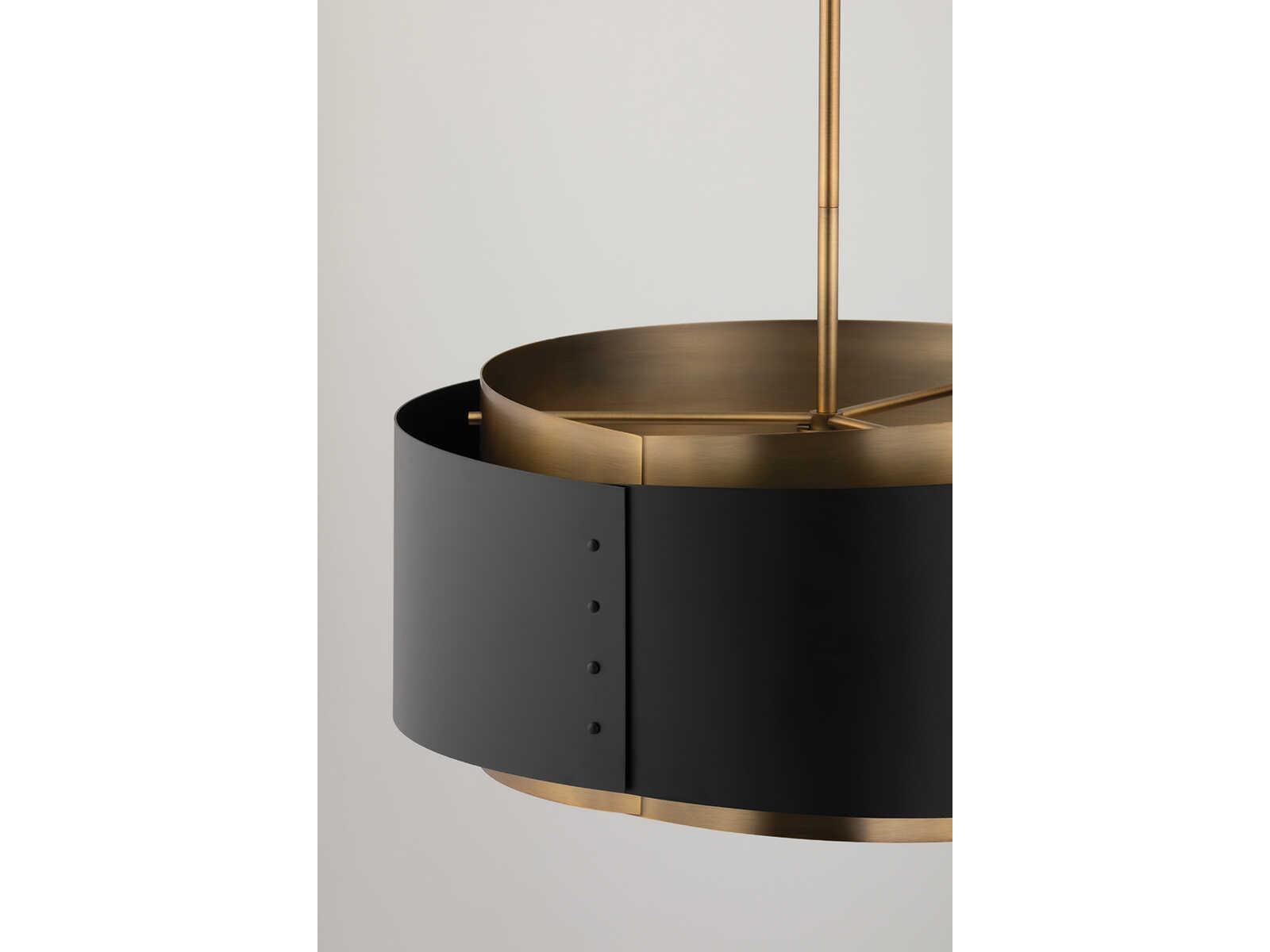Troy Lighting Roux 1-Light Patina Brass Black Drum Pendant