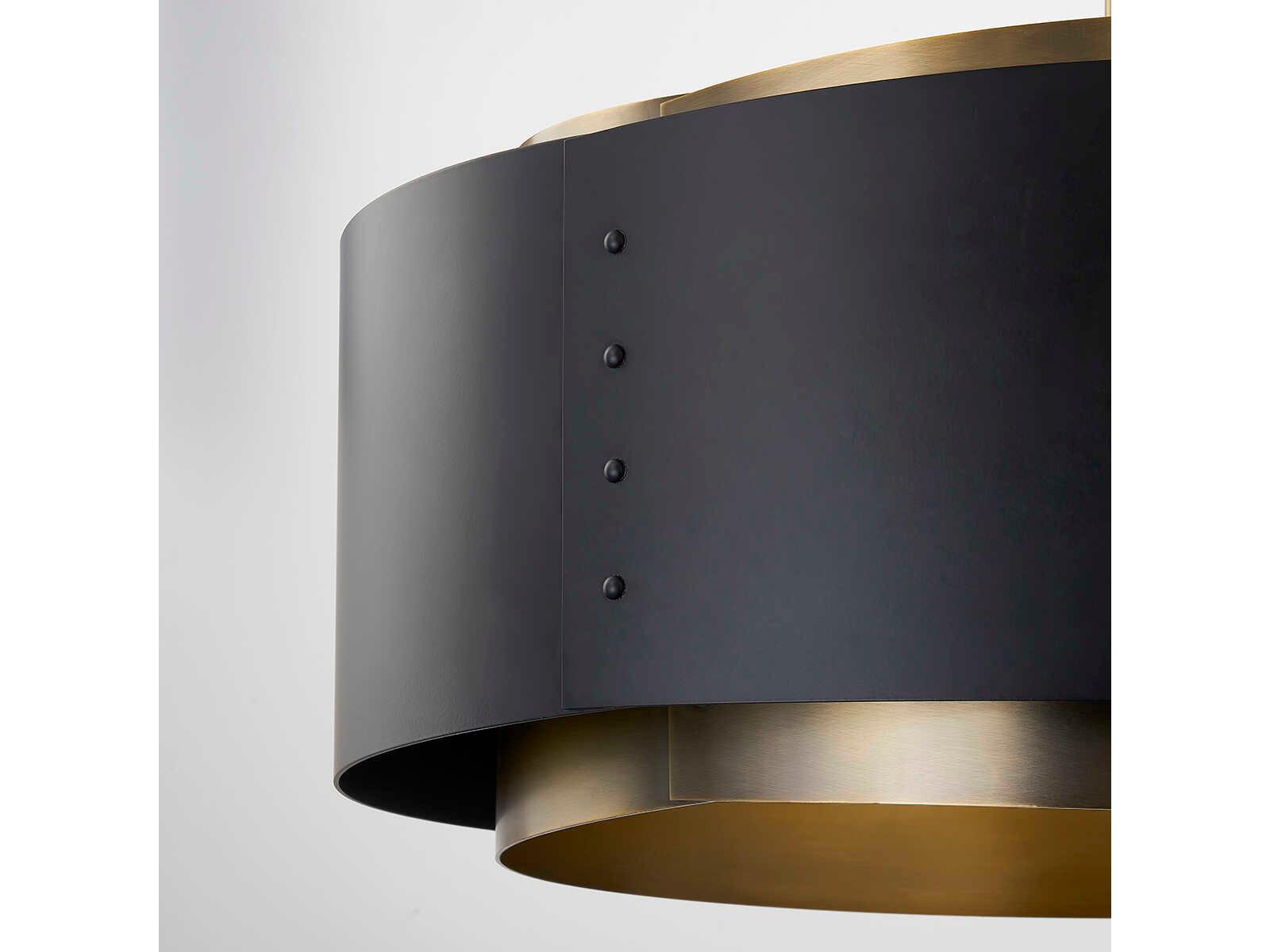 Troy Lighting Roux 1-Light Patina Brass Black Drum Pendant