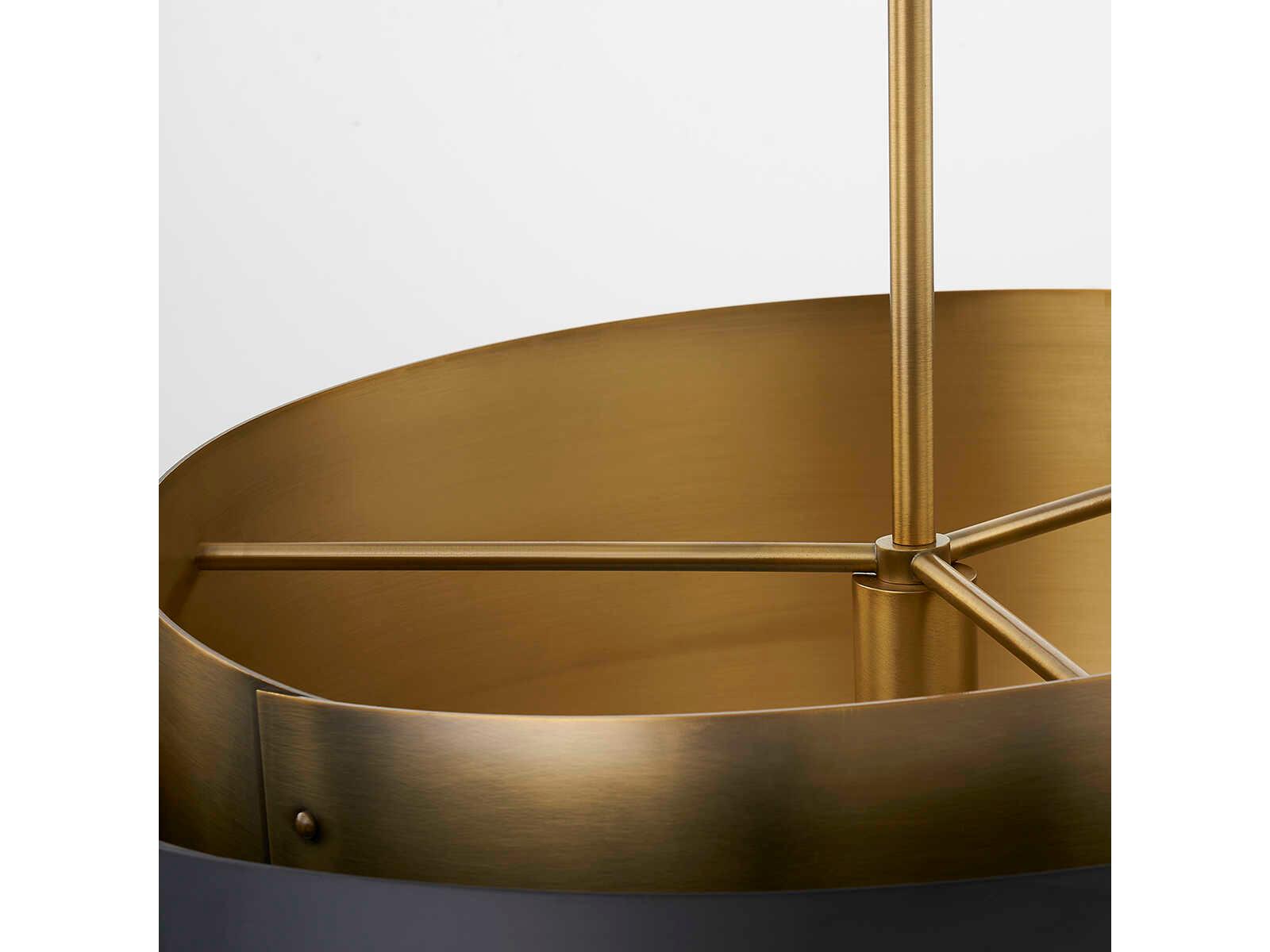 Troy Lighting Roux 1-Light Patina Brass Black Drum Pendant