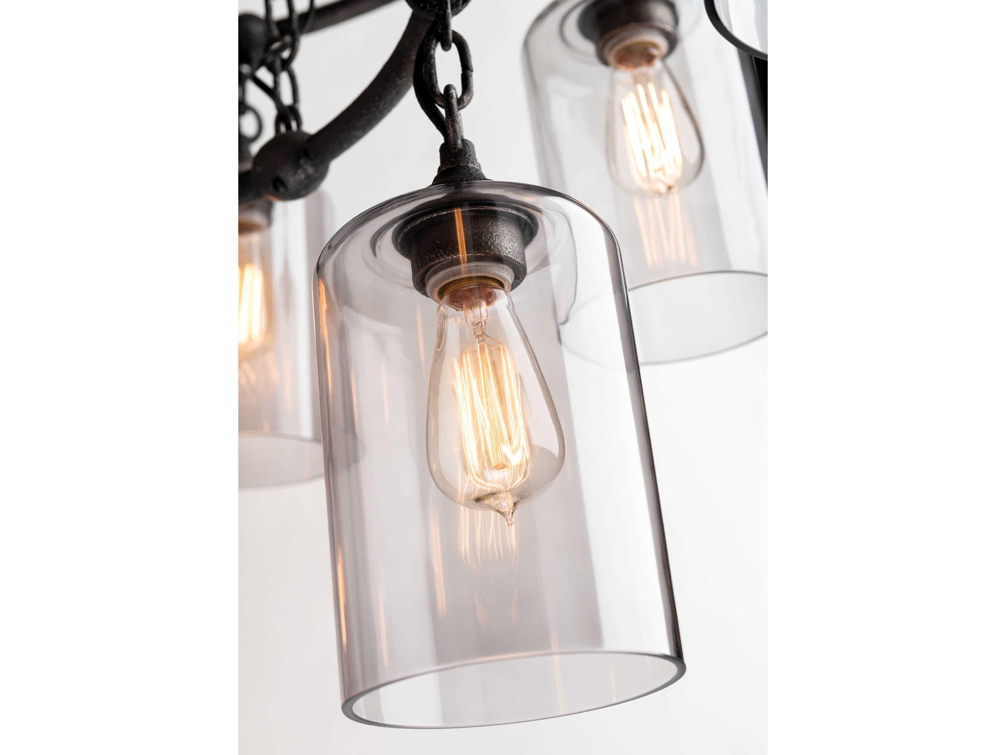 Troy Lighting Gotham 12-Light Aged Silver Glass Candelabra Cylinder Tiered Chandelier