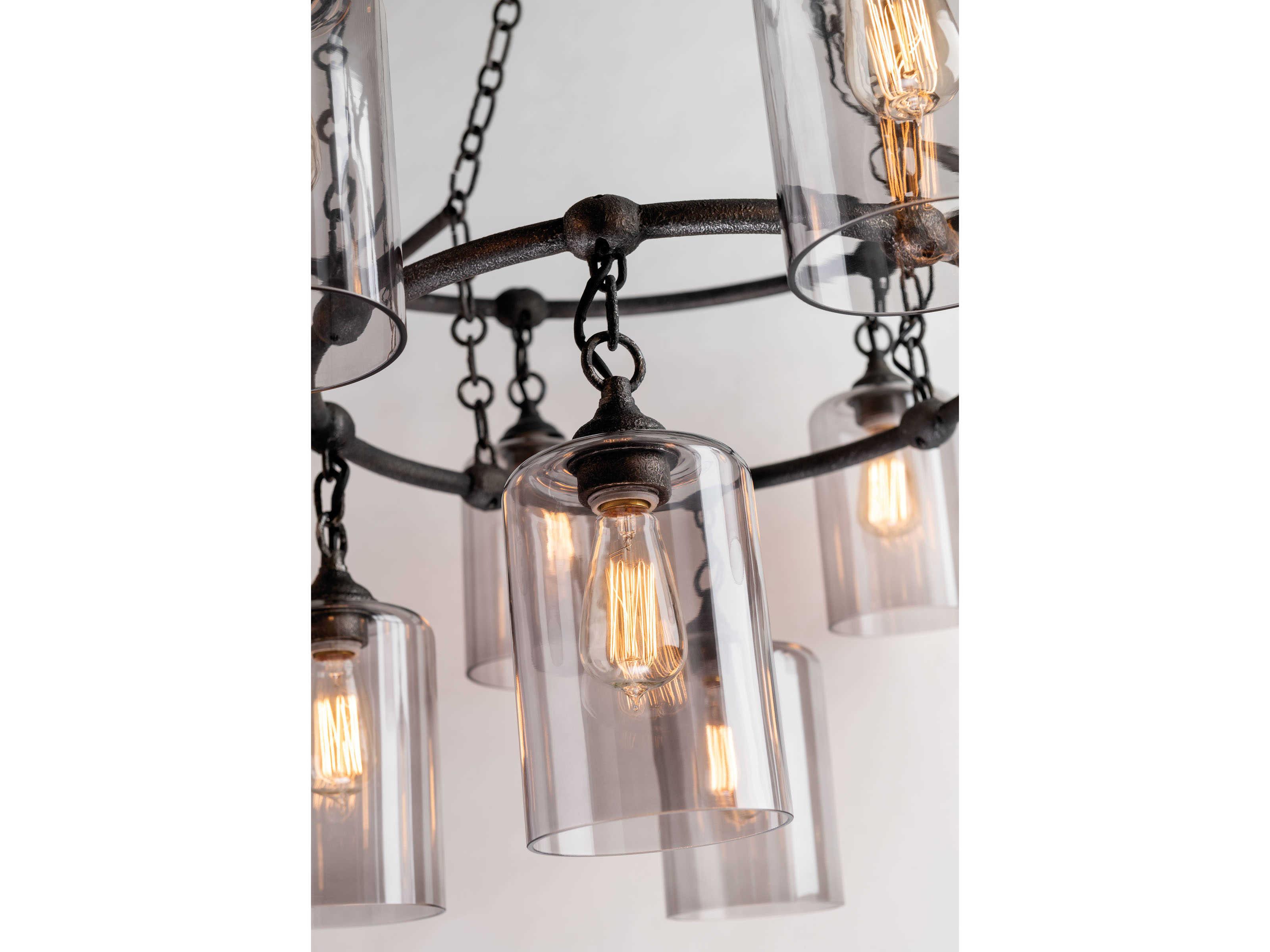 Troy Lighting Gotham 20-Light Aged Silver Glass Candelabra Tiered Chandelier