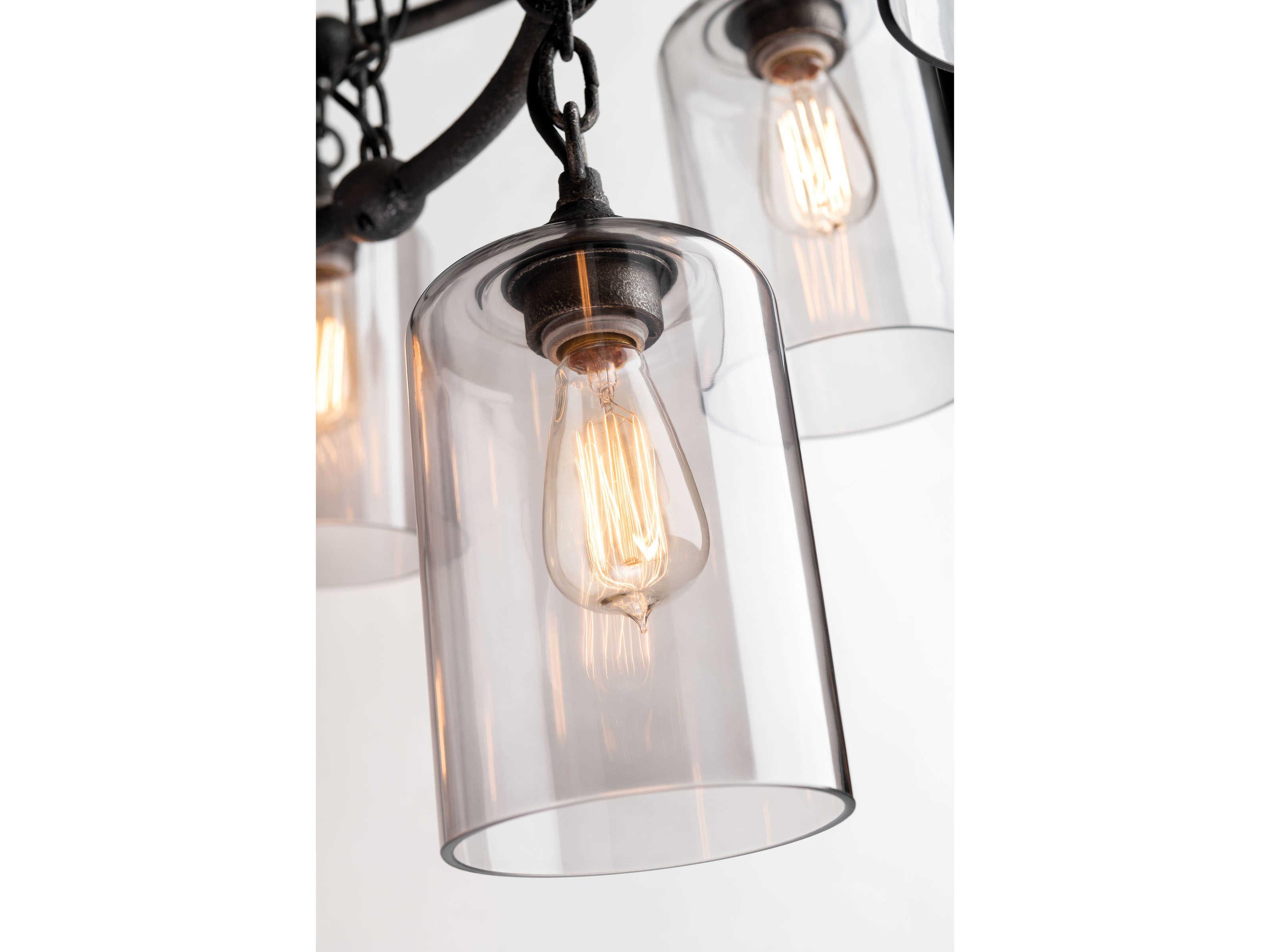 Troy Lighting Gotham 20-Light Aged Silver Glass Candelabra Tiered Chandelier