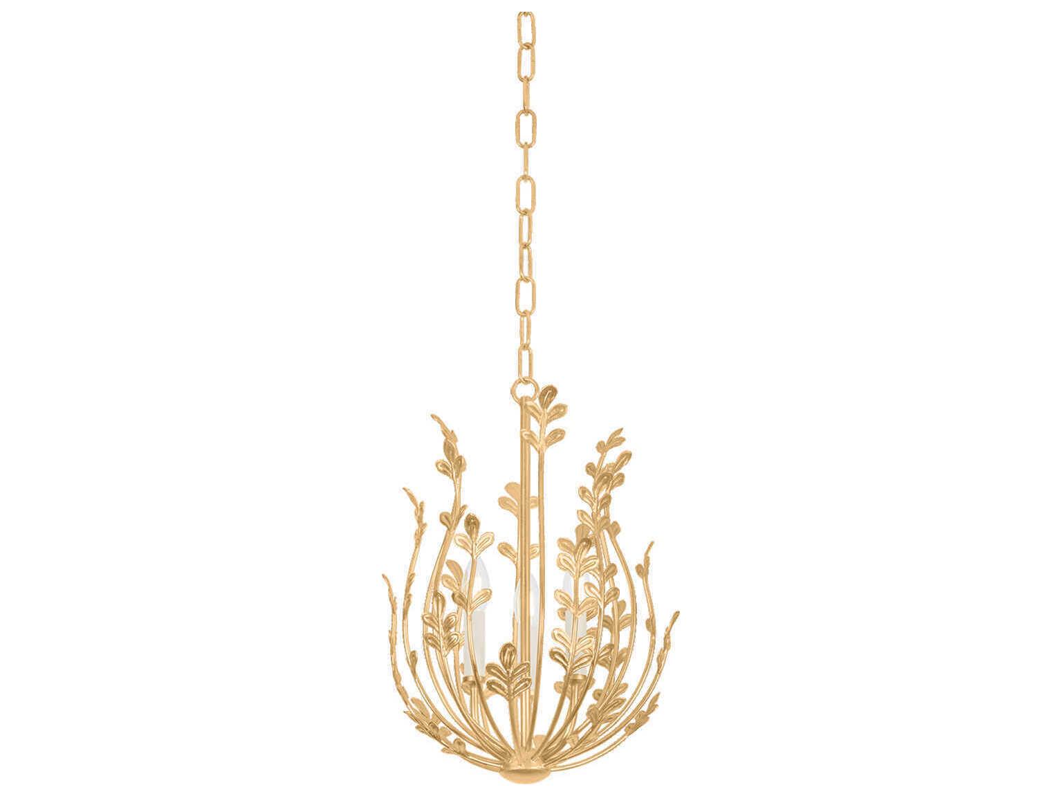 Troy Lighting Delmore 3-Light Vintage Gold Leaf Chandelier