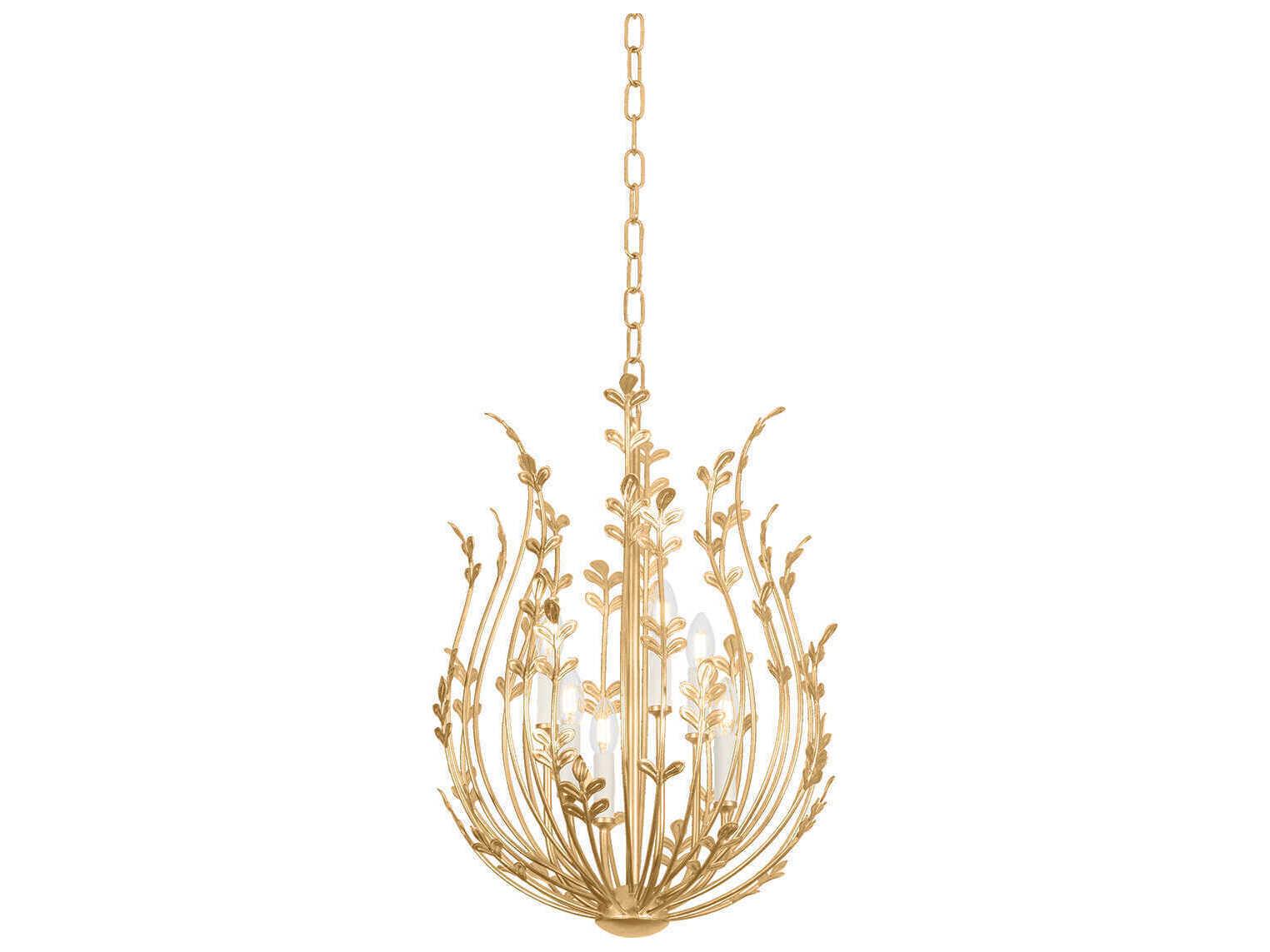 Troy Lighting Delmore 6-Light Vintage Gold Leaf Chandelier