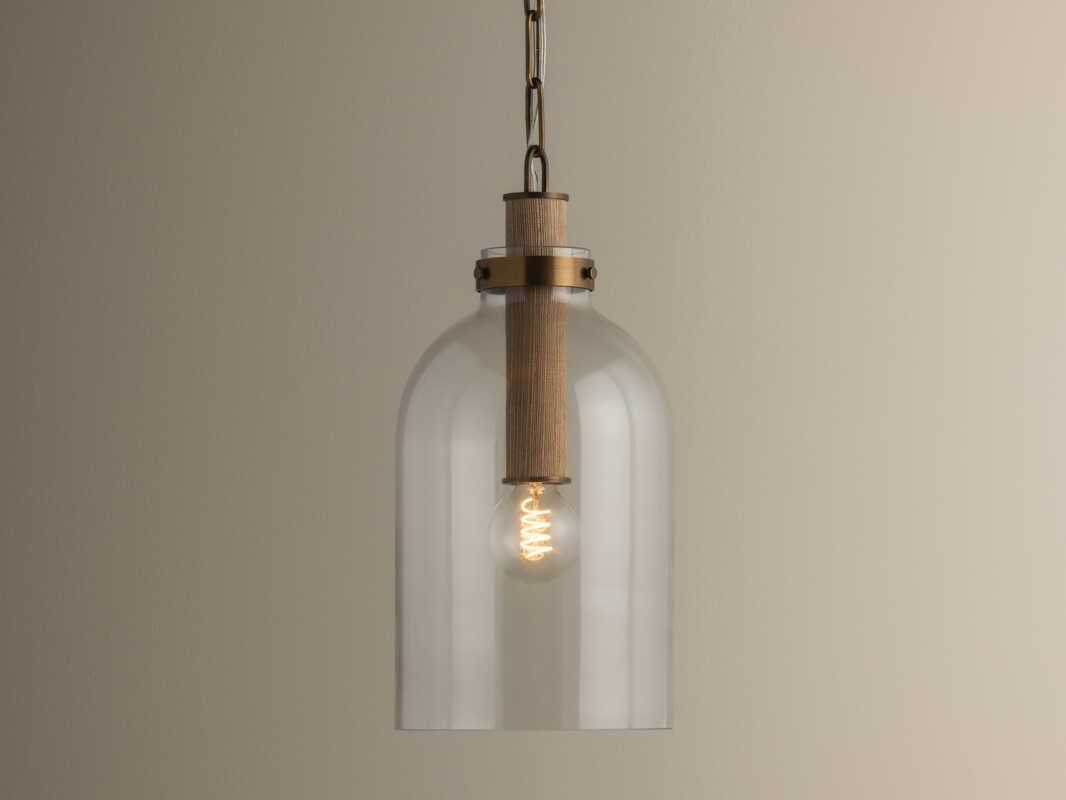 Troy Lighting Kori 1-Light Patina Brass Cylinder Mini Pendant