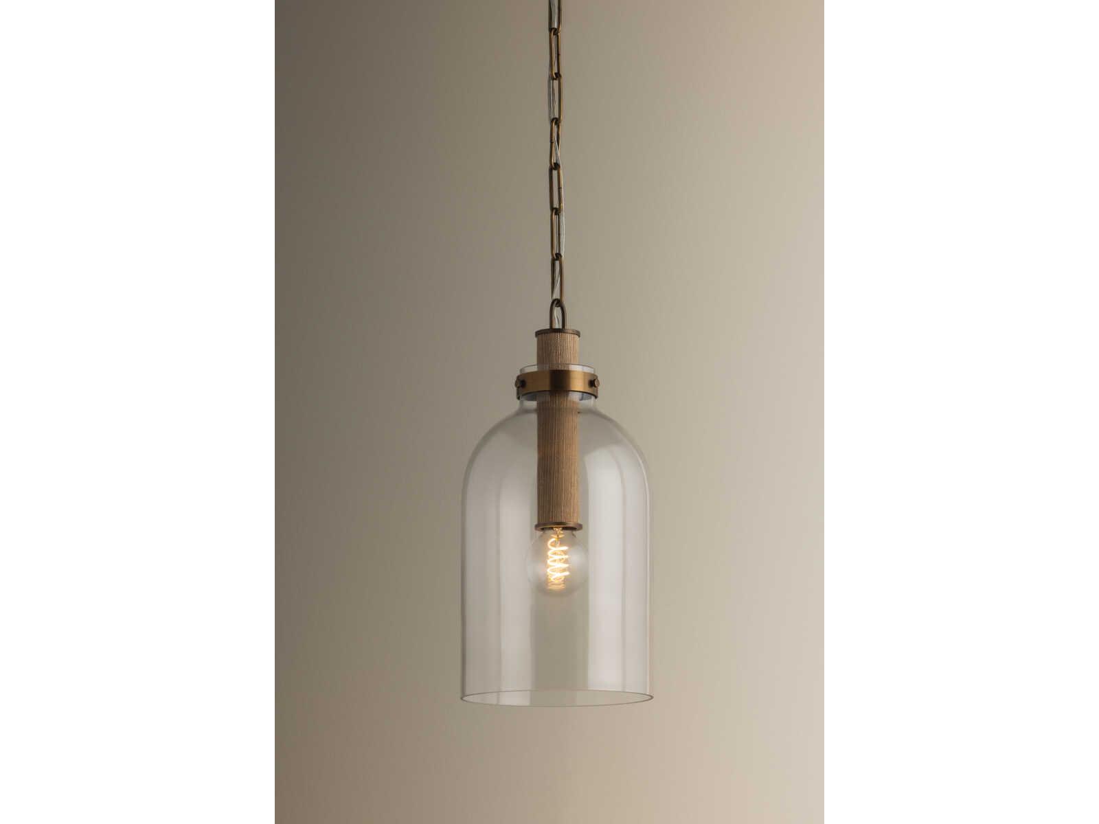 Troy Lighting Kori 1-Light Patina Brass Cylinder Mini Pendant