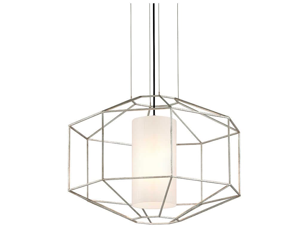 Troy Lighting Silhouette 1-Light Silver Leaf Glass Cylinder Pendant