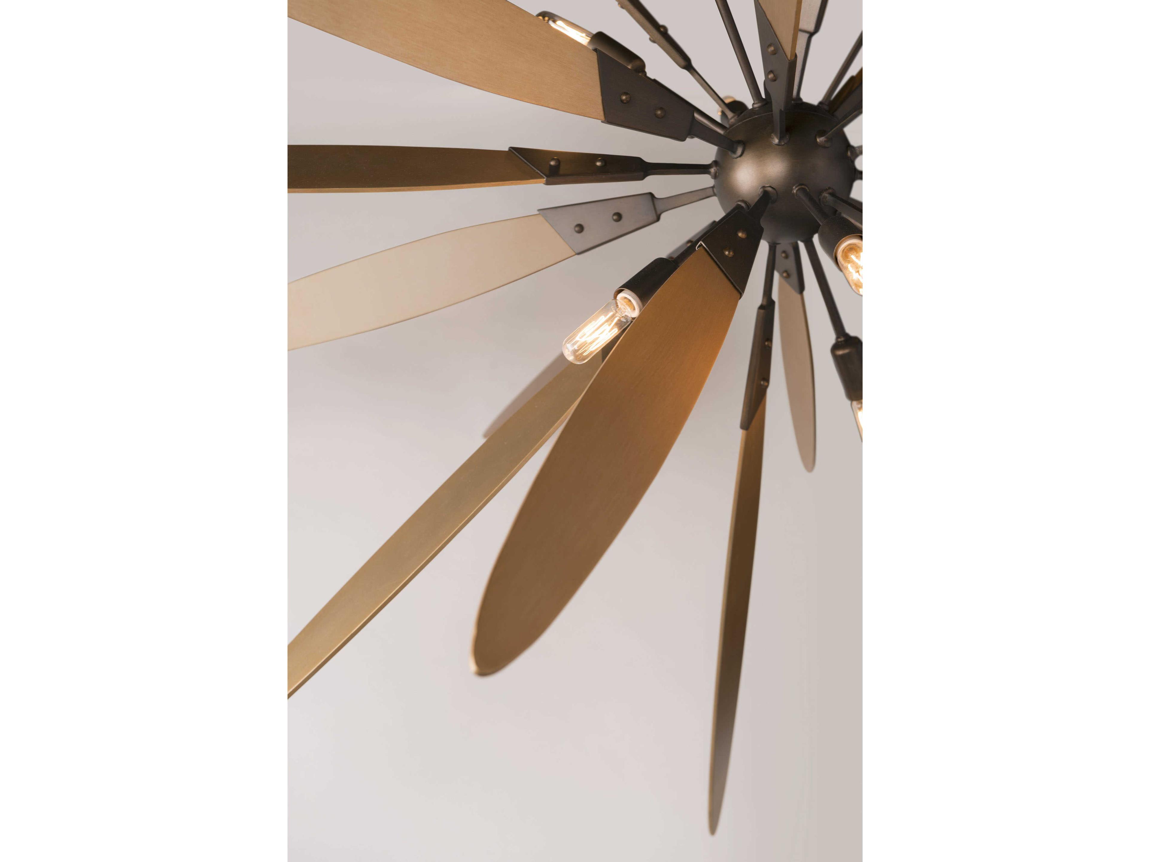 Troy Lighting Dragonfly 10-Light Bronze With Satin Leaf Sputnik Pendant