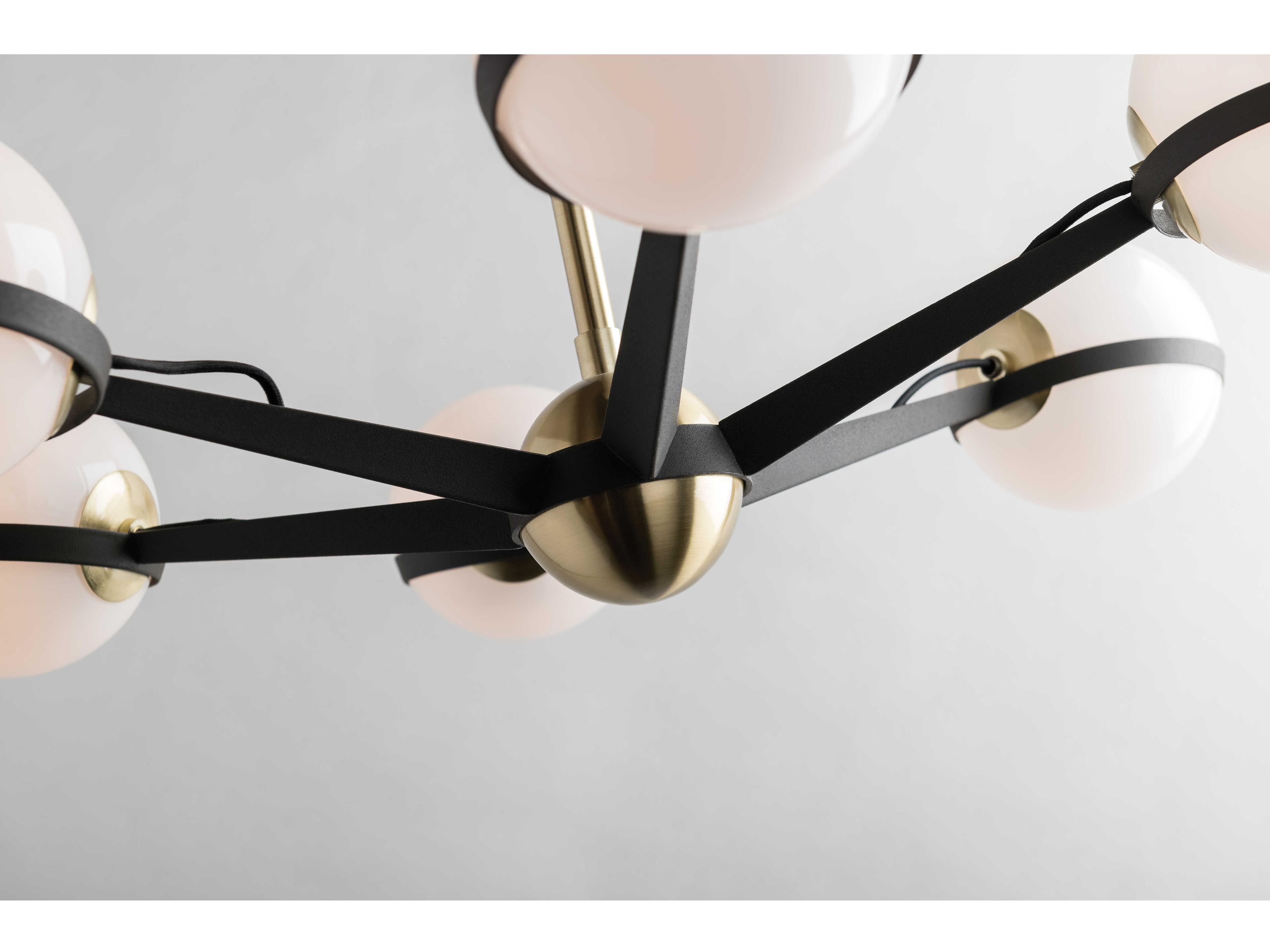 Troy Lighting Ace 6-Light Textured Bronze And Brushed Brass Glass Globe Chandelier