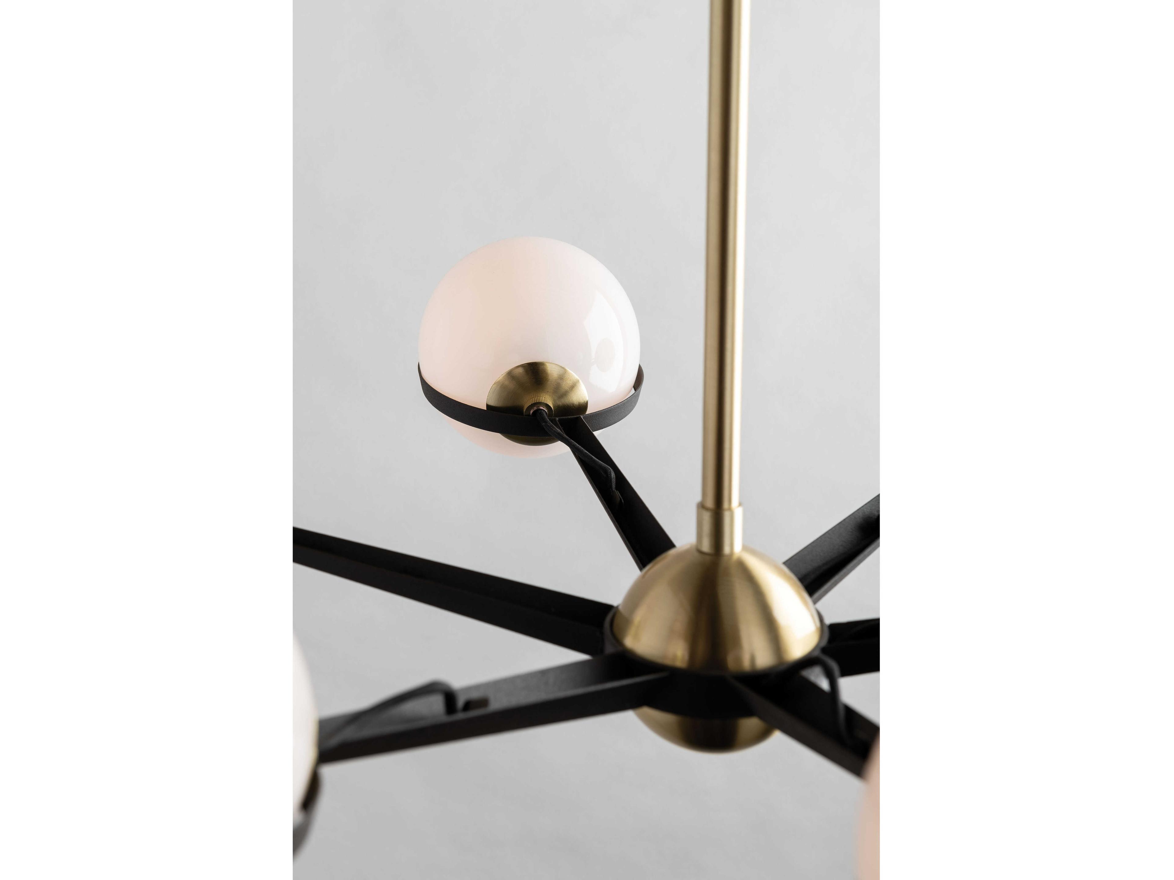 Troy Lighting Ace 6-Light Textured Bronze And Brushed Brass Glass Globe Chandelier