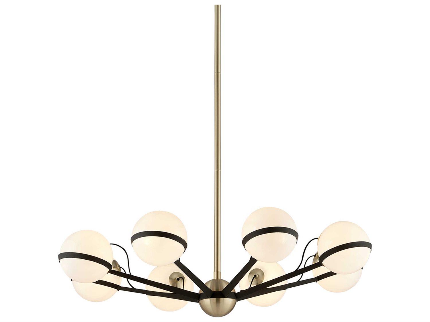 Troy Lighting Ace 8-Light Textured Bronze And Brushed Brass Glass Globe Chandelier