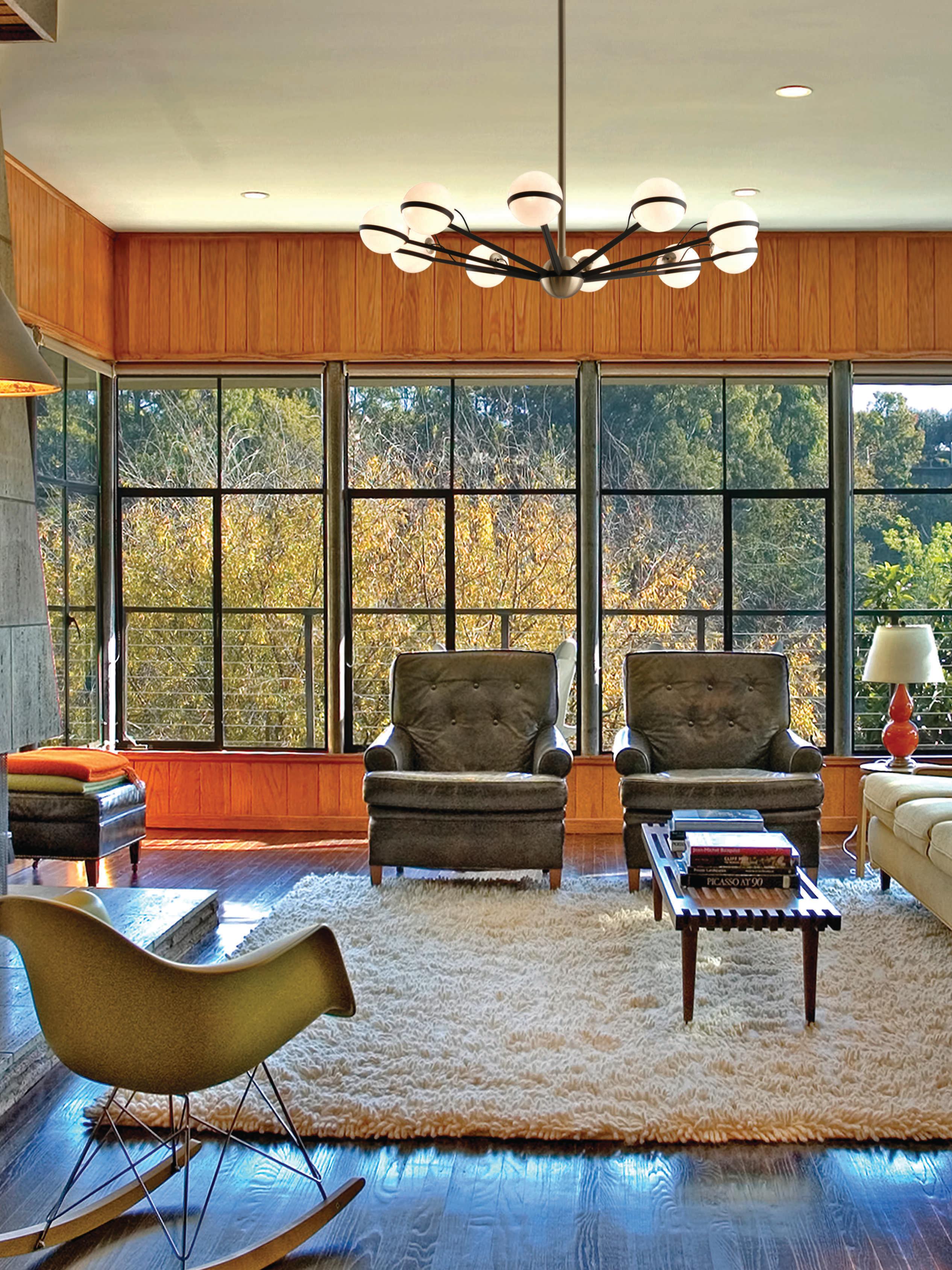 Troy Lighting Ace 10-Light Textured Bronze And Brushed Brass Glass Globe Chandelier