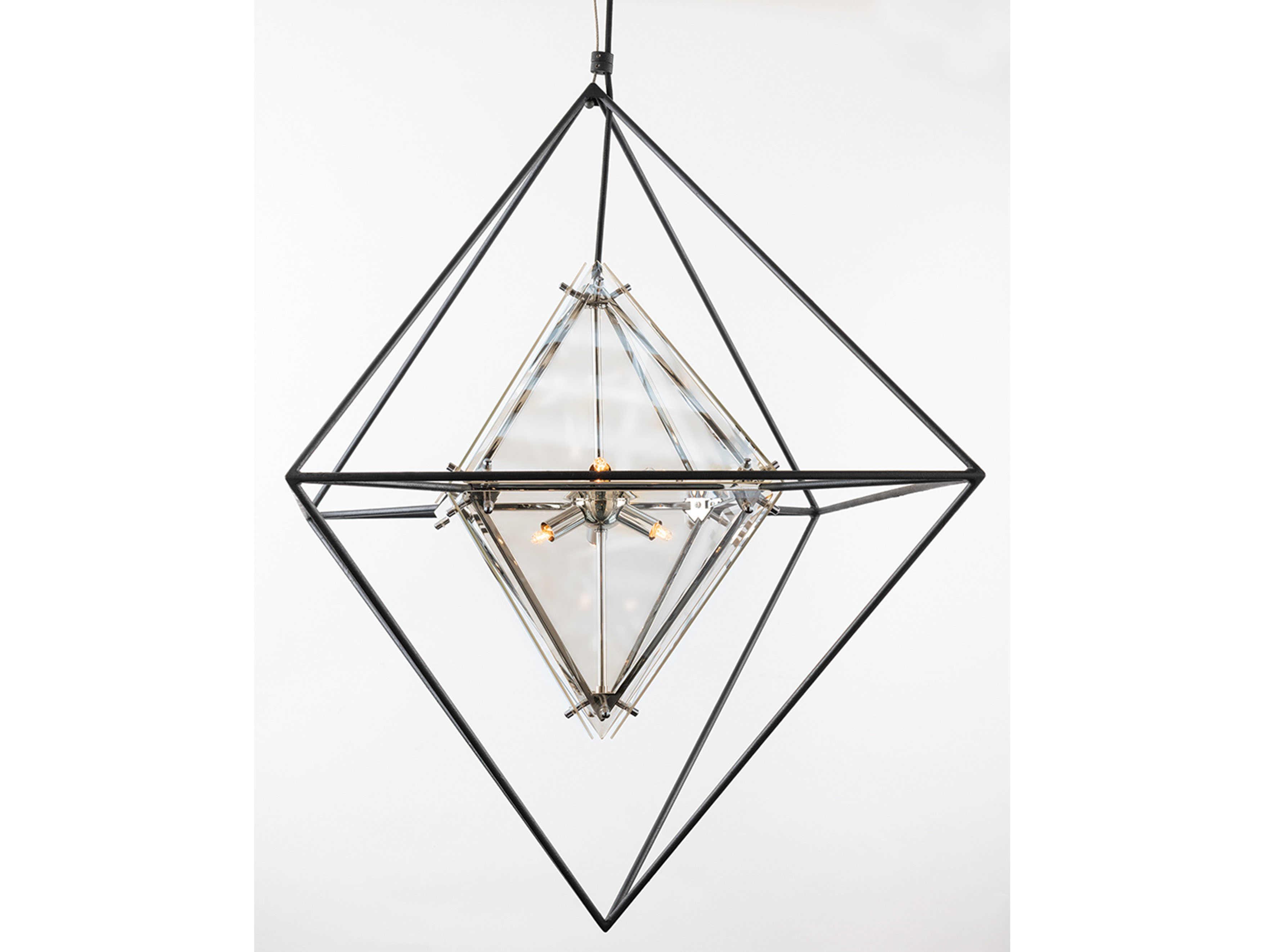 Troy Lighting Epic 4-Light Forged Iron Black Glass Pendant