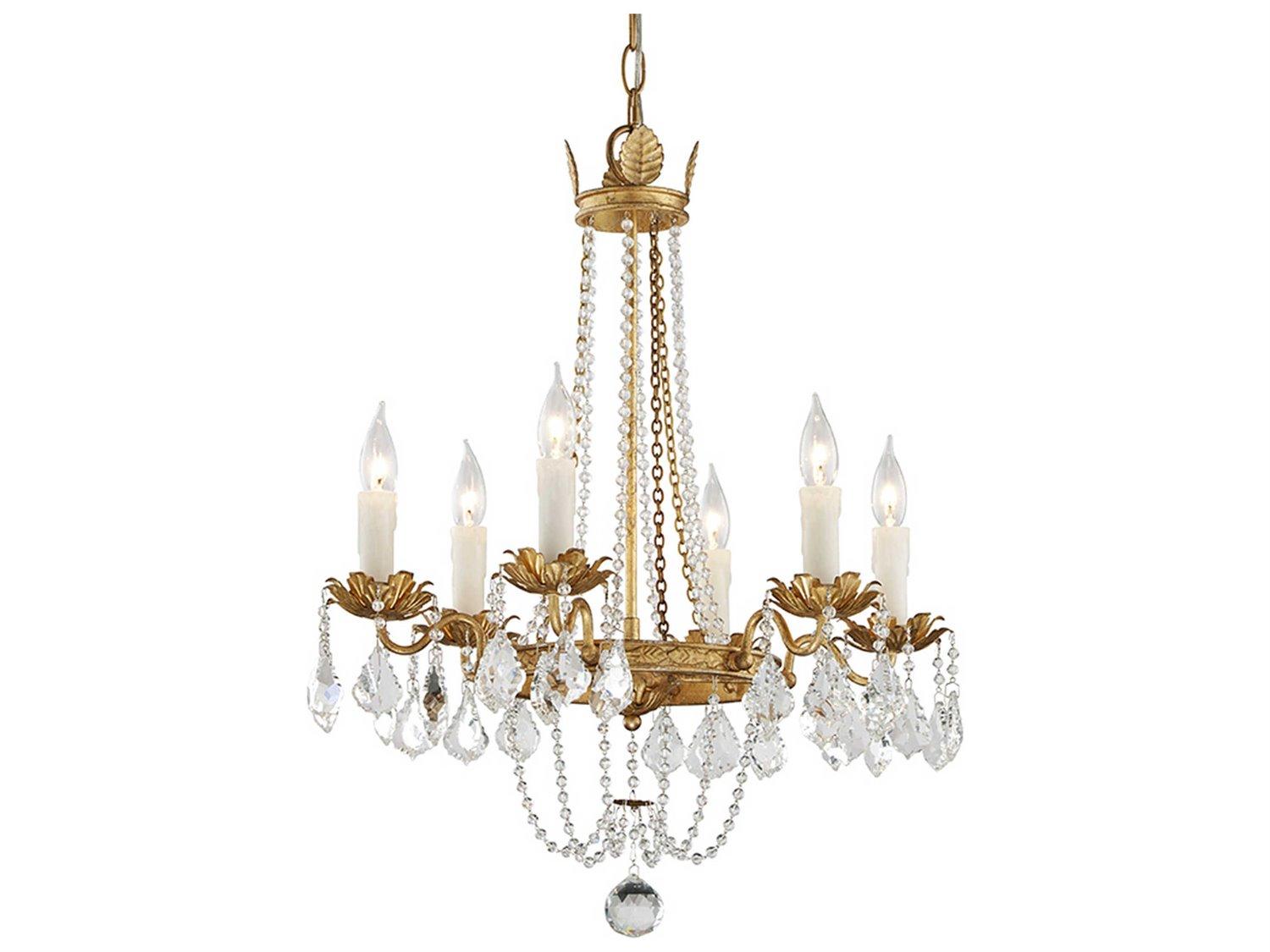 Troy Lighting Viola 6-Light Distressed Gold Leaf Glass Candelabra Chandelier
