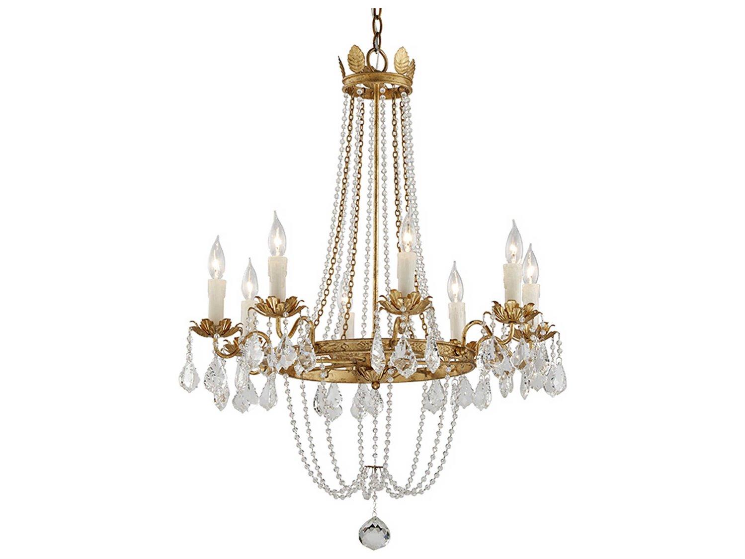 Troy Lighting Viola 8-Light Distressed Gold Leaf Glass Candelabra Chandelier