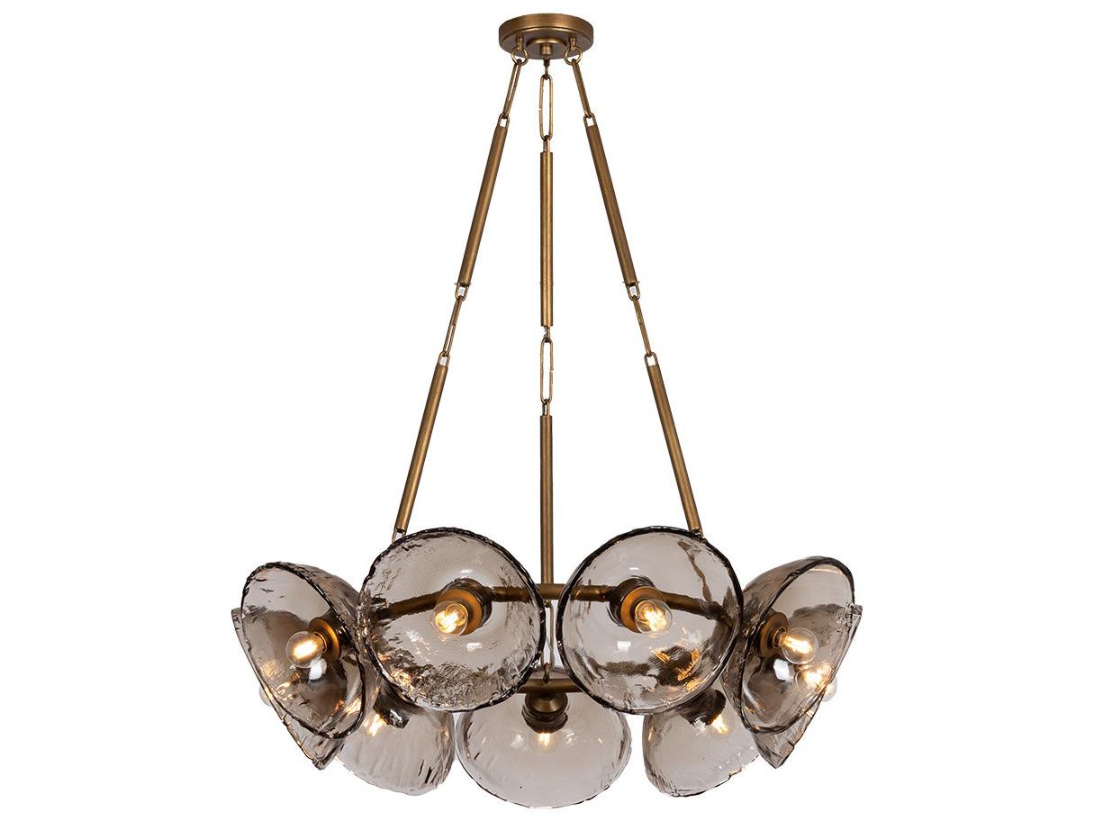 Troy Lighting Diego 9-Light Patina Gold Leaf Candelabra Dome Geometric Chandelier