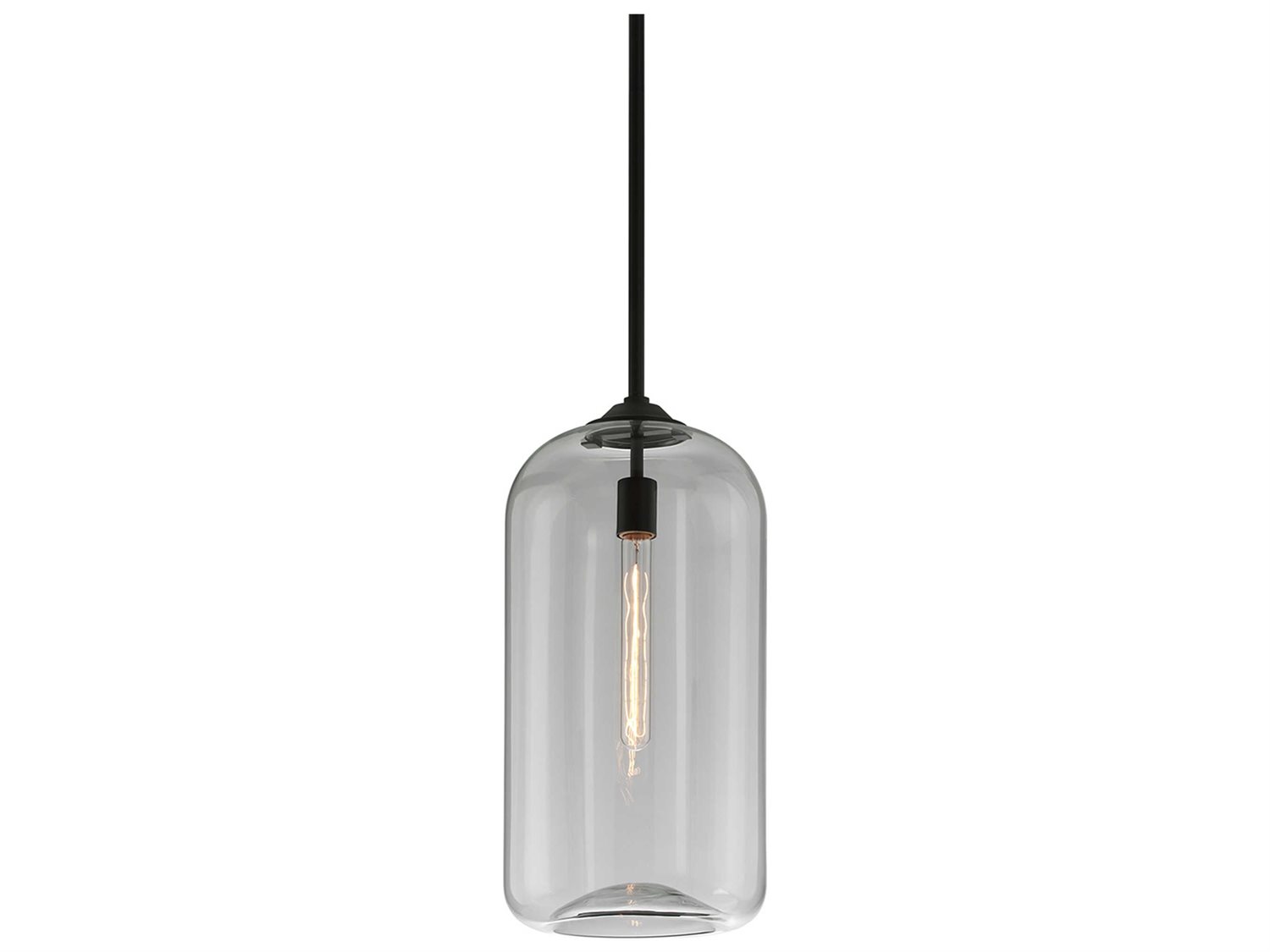Troy Lighting District 1-Light Satin Black Glass Cylinder Mini Pendant