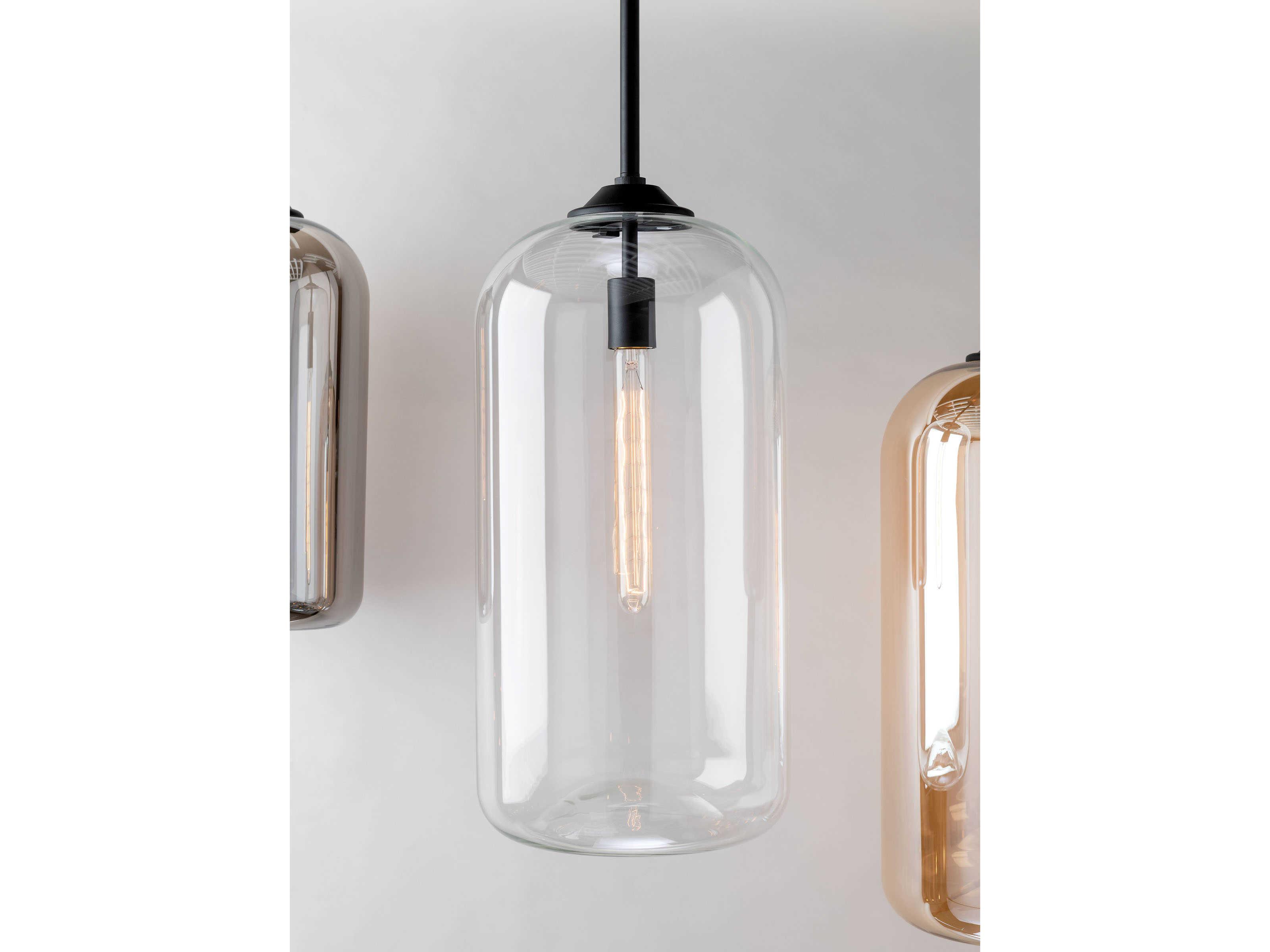 Troy Lighting District 1-Light Satin Black Glass Cylinder Mini Pendant