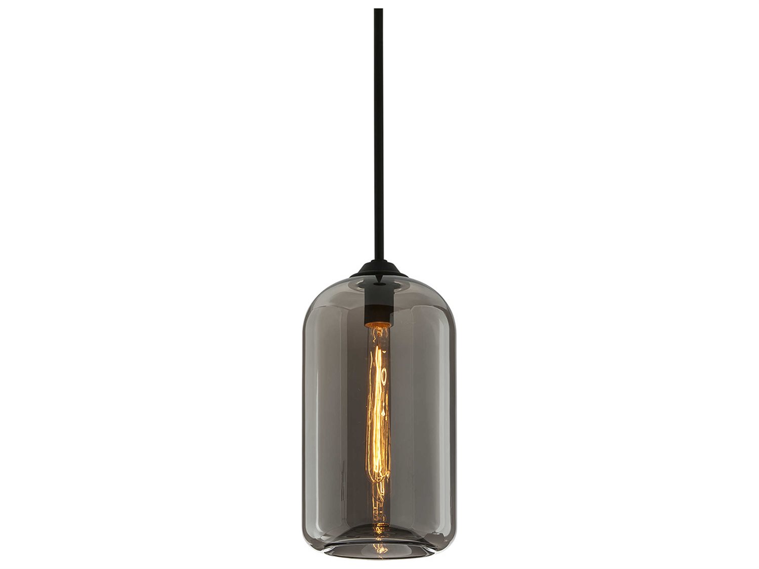 Troy Lighting District 1-Light Satin Black Glass Cylinder Mini Pendant