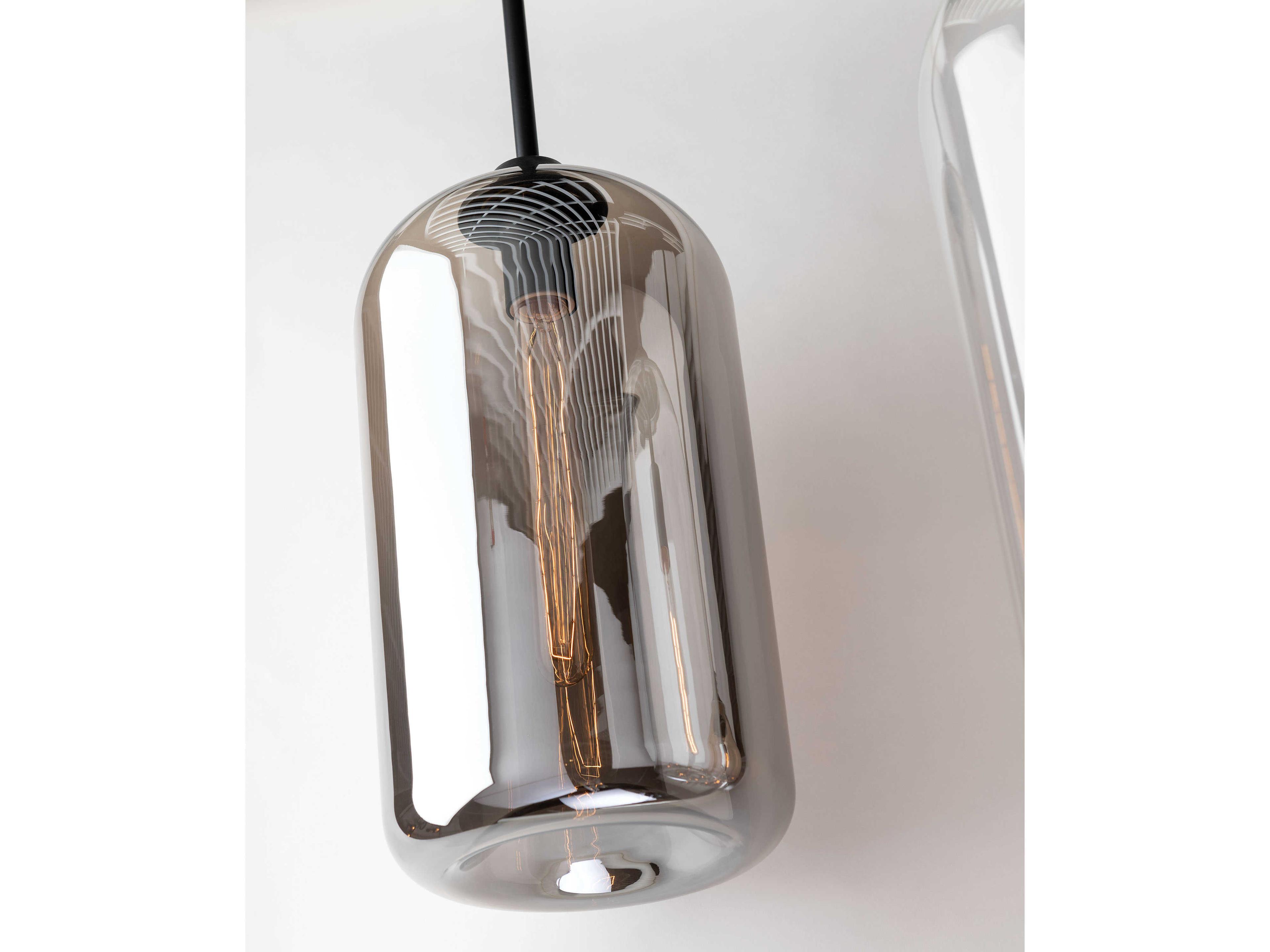 Troy Lighting District 1-Light Satin Black Glass Cylinder Mini Pendant