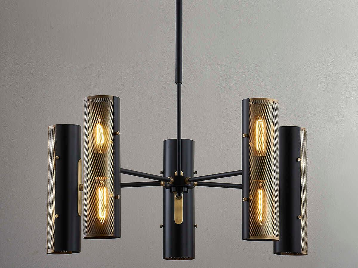 Troy Lighting Mikka 10-Light Patina Brass Black Chandelier