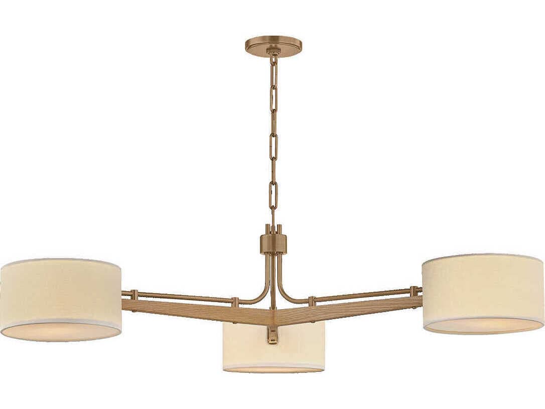 Troy Lighting Mailo 3-Light Patina Brass Brown Drum Chandelier
