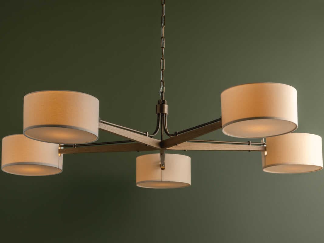 Troy Lighting Mailo 5-Light Patina Brass Drum Chandelier