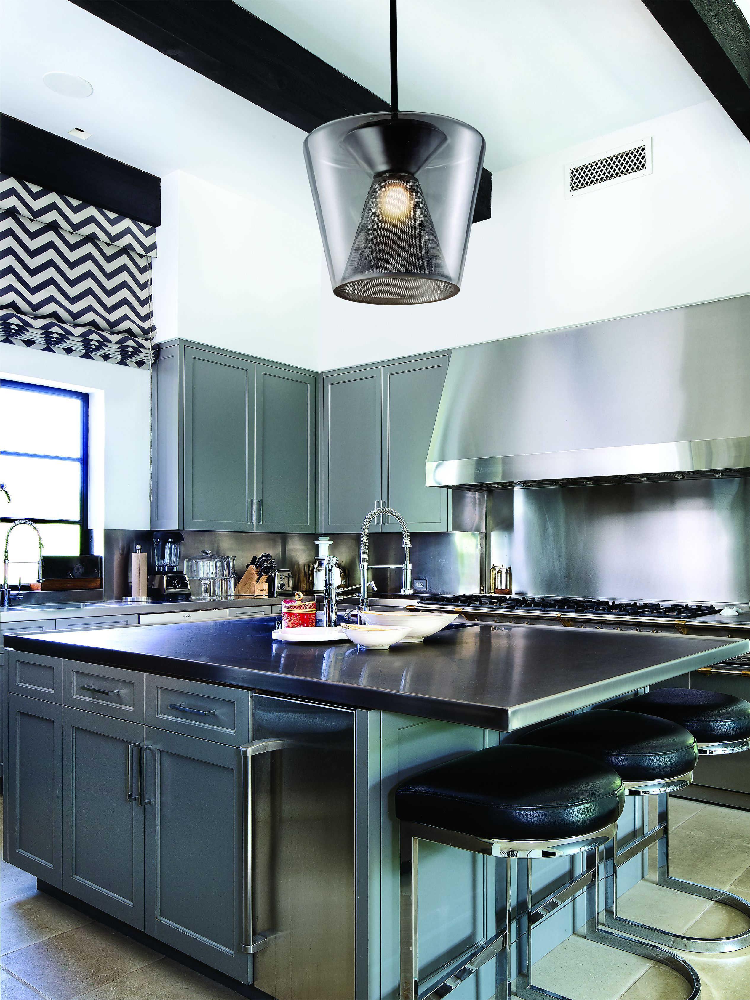 Troy Lighting Berlin 1-Light Gun Metal Gunmetal Glass LED Pendant