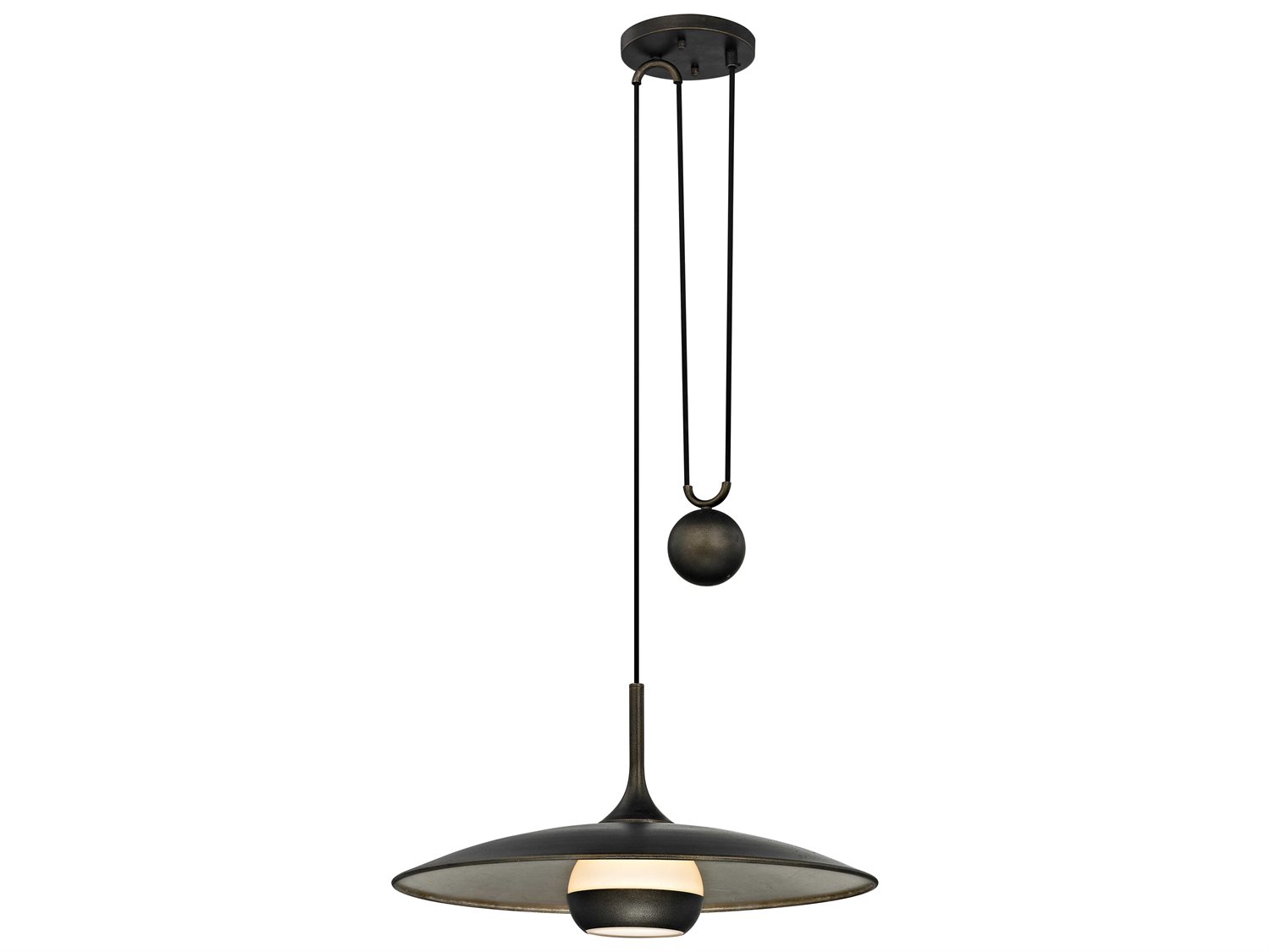 Troy Lighting Alchemy 1-Light Vintage Bronze Silver Glass LED Bell Pendant