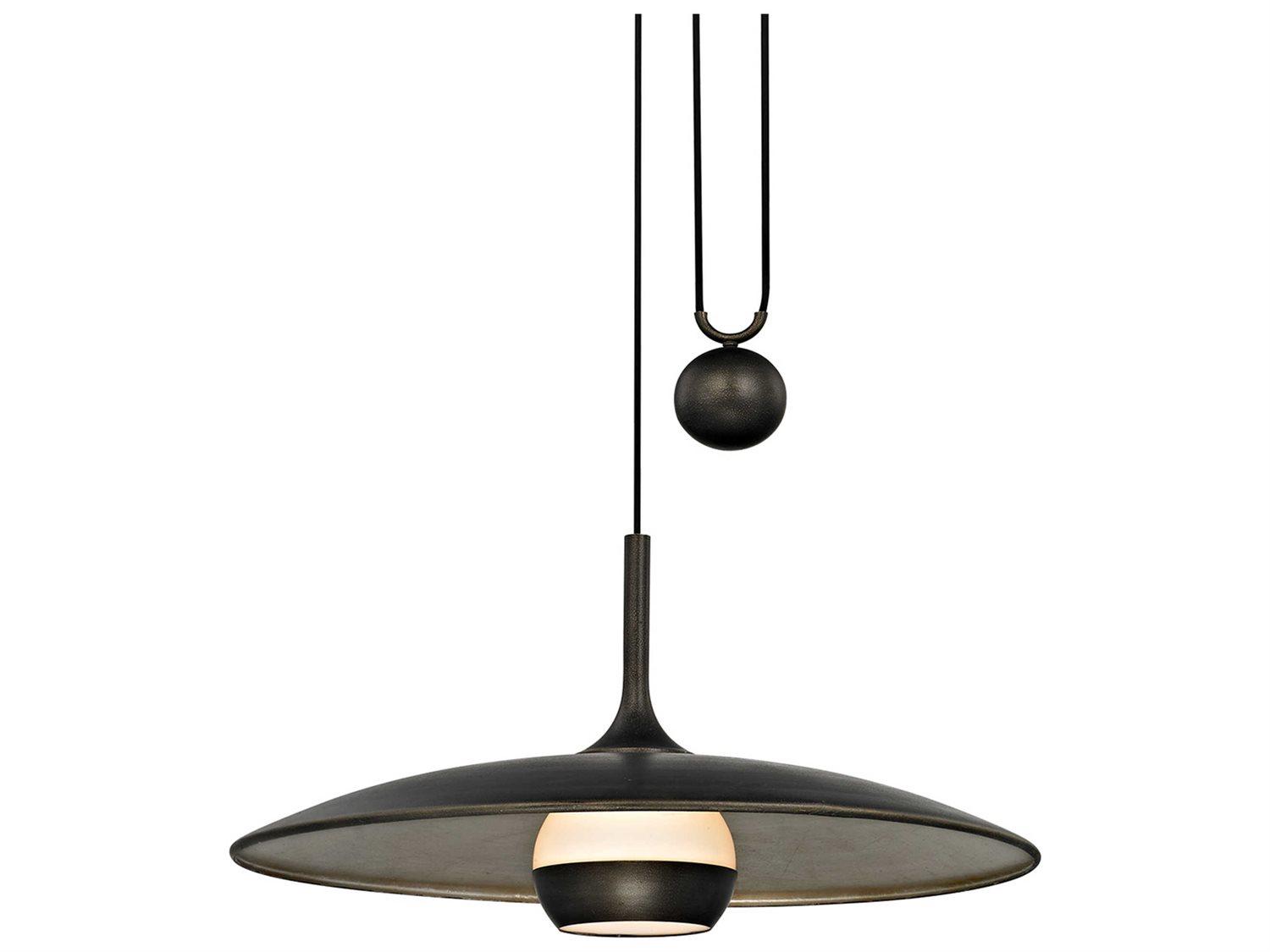 Troy Lighting Alchemy 1-Light Vintage Bronze Silver Glass LED Bell Pendant