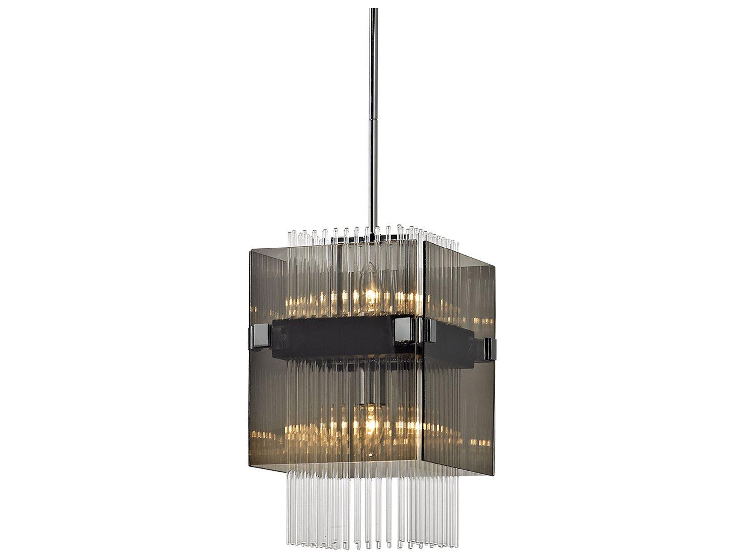 Troy Lighting Apollo 2-Light Dark Bronze Chrome Glass Mini Pendant