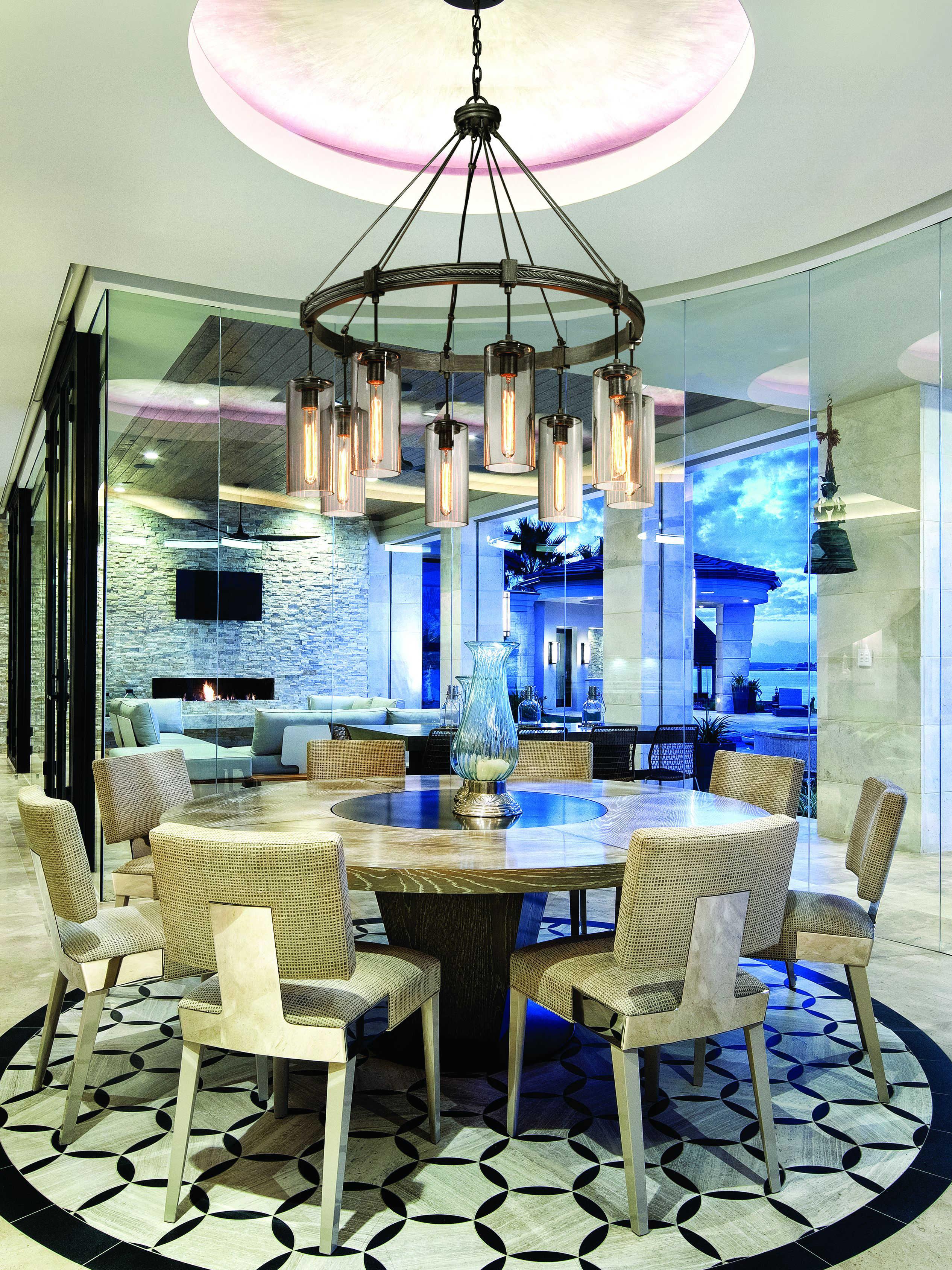 Troy Lighting Union Square 8-Light Graphite Gray Cylinder Pendant