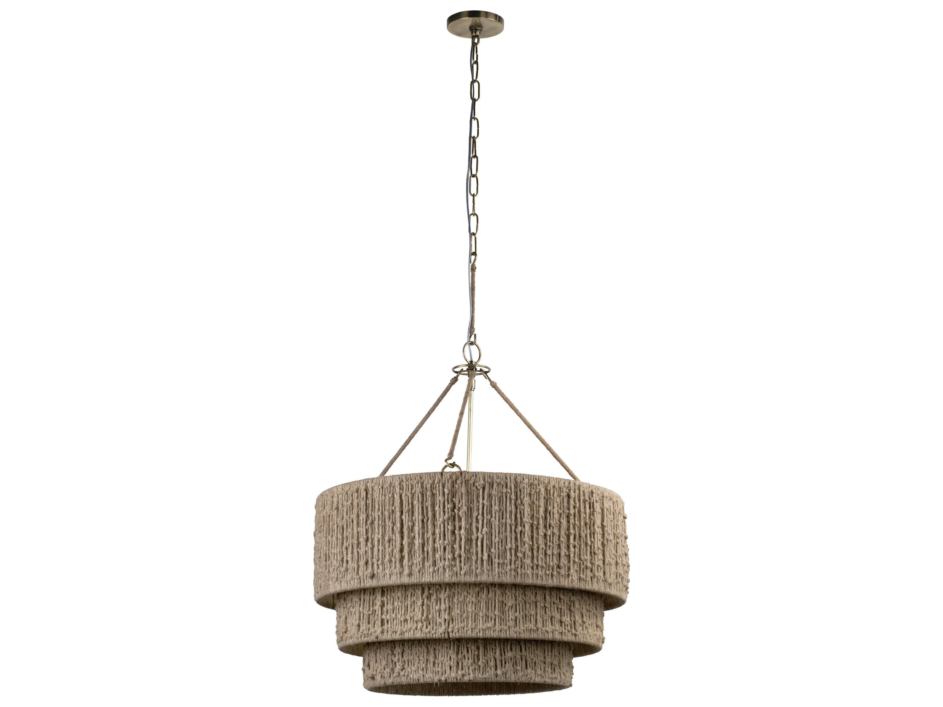 Troy Lighting Reza 1-Light Patina Brass Gray Round Tiered Pendant