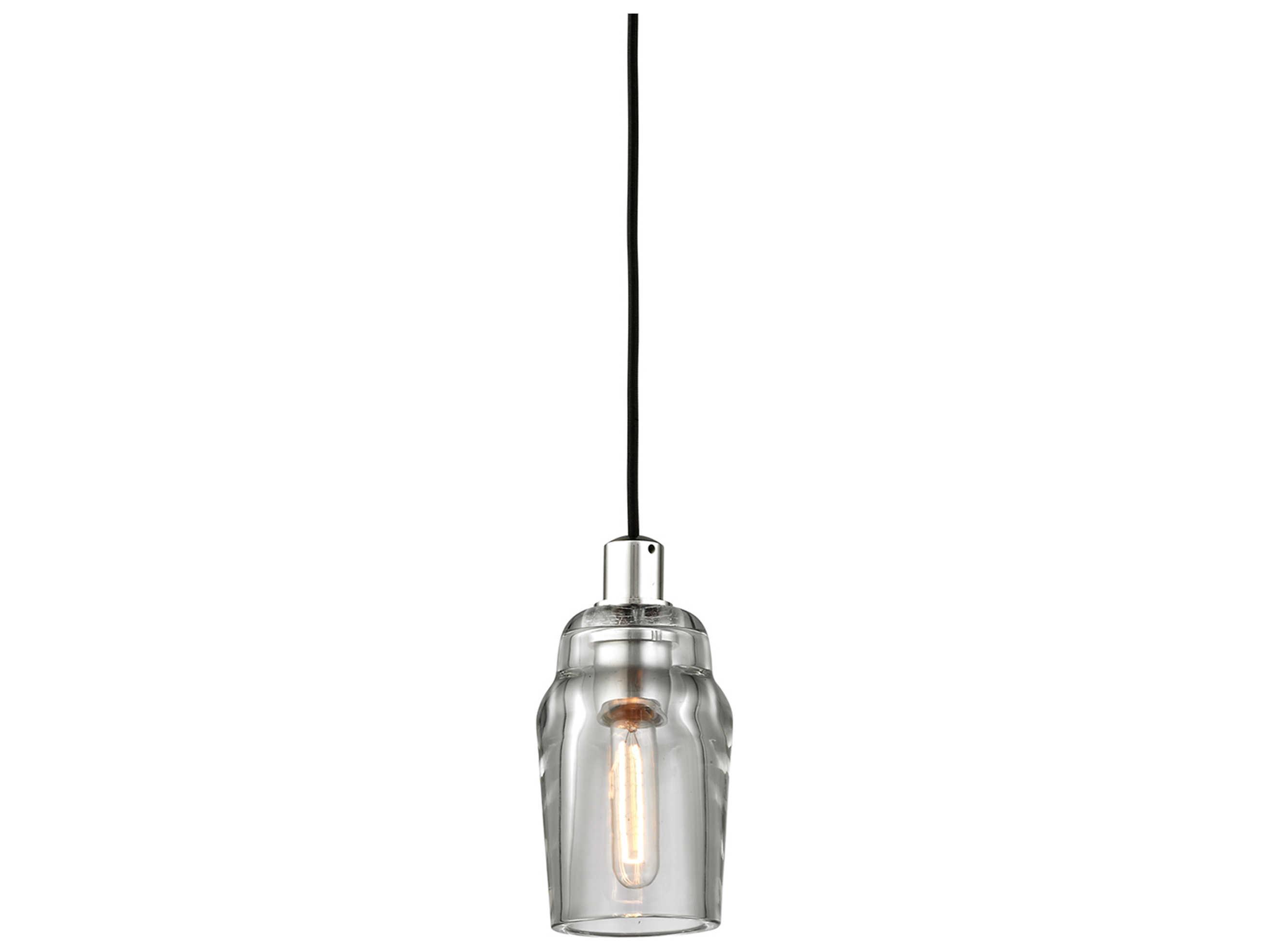 Troy Lighting Citizen 1-Light Graphite Polished Nickel Gray Glass Cylinder Mini Pendant