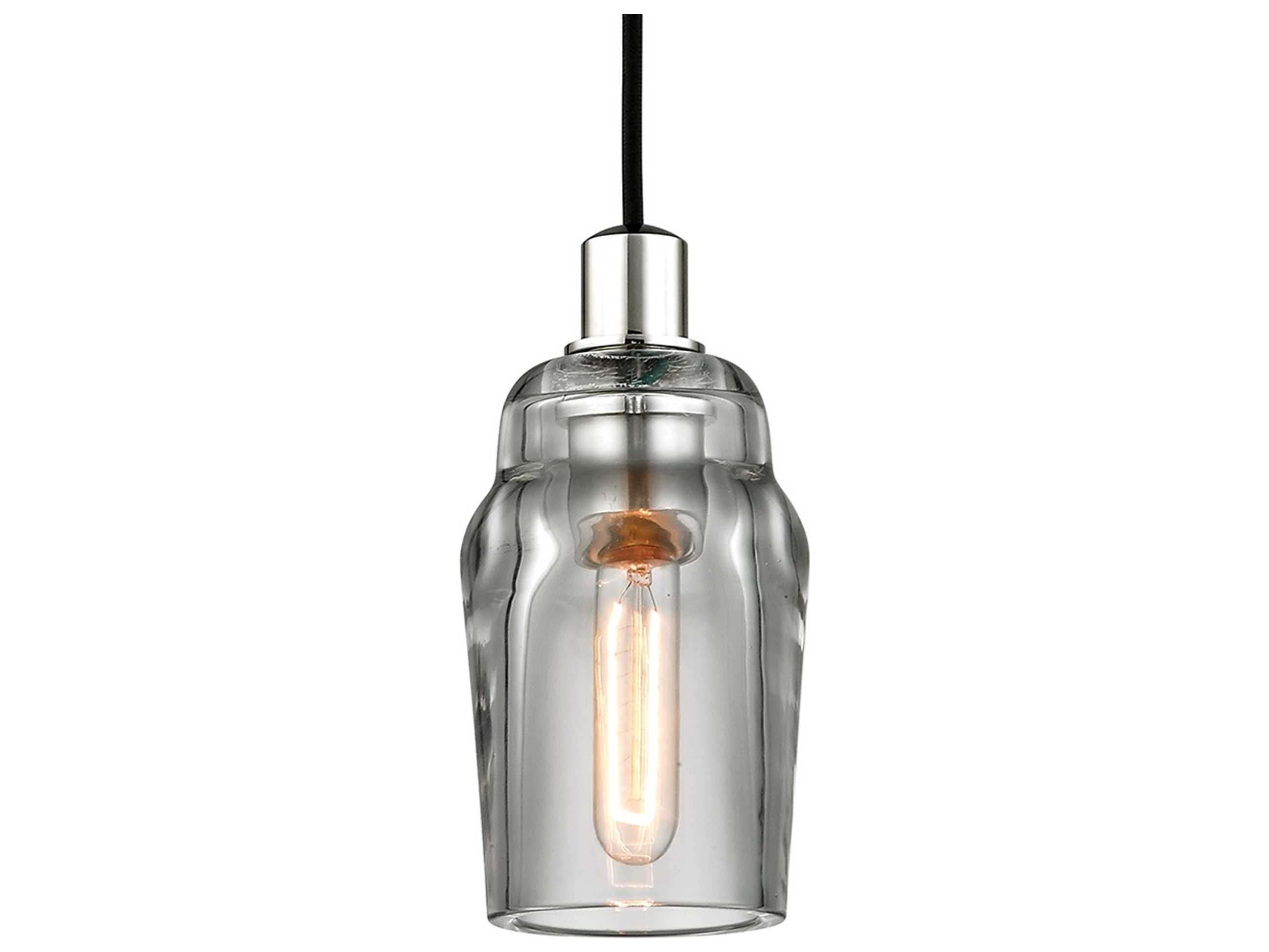 Troy Lighting Citizen 1-Light Graphite Polished Nickel Gray Glass Cylinder Mini Pendant