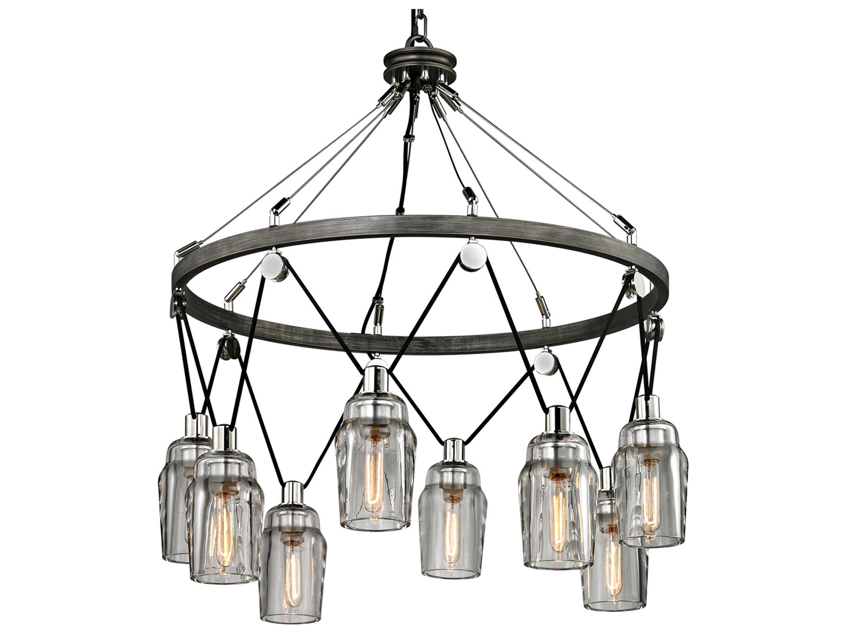 Troy Lighting Citizen 8-Light Graphite Gray Glass Cylinder Pendant