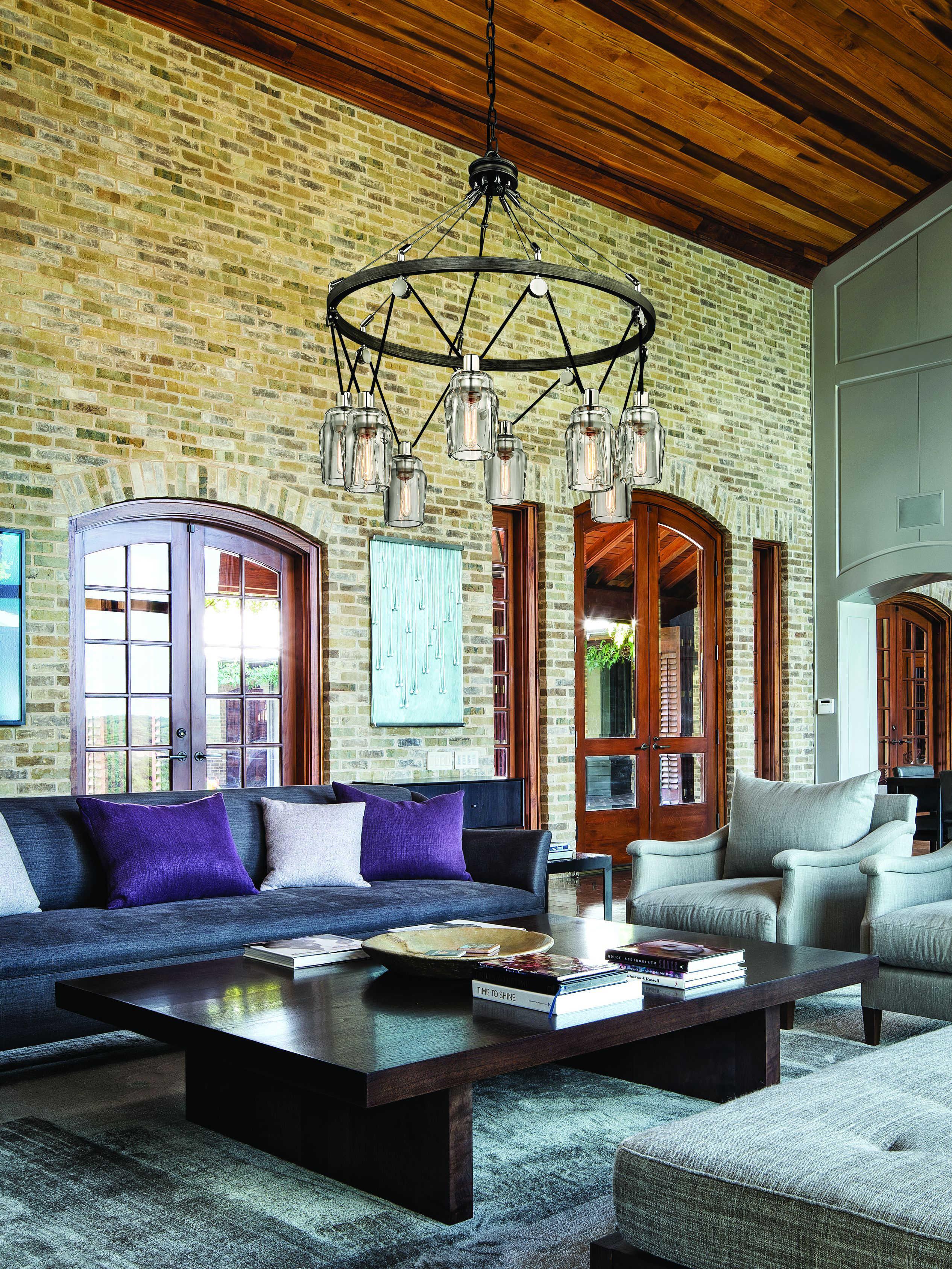 Troy Lighting Citizen 8-Light Graphite Gray Glass Cylinder Pendant