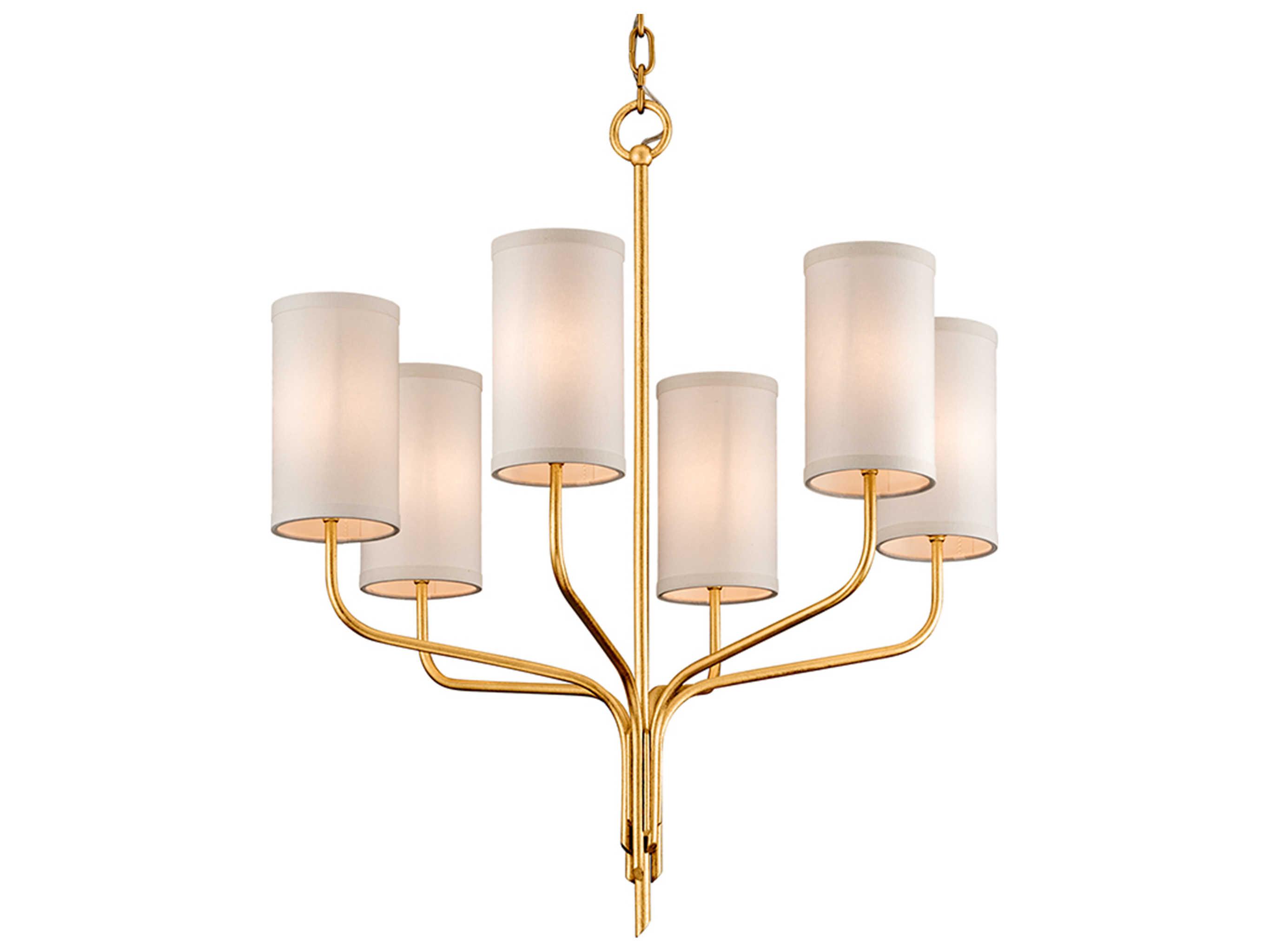 Troy Lighting Juniper 6-Light Textured Gold Leaf Cylinder Chandelier