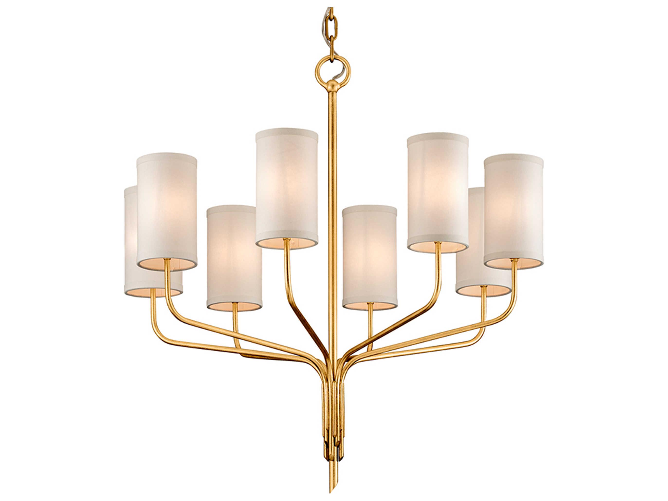 Troy Lighting Juniper 8-Light Textured Gold Leaf Cylinder Chandelier