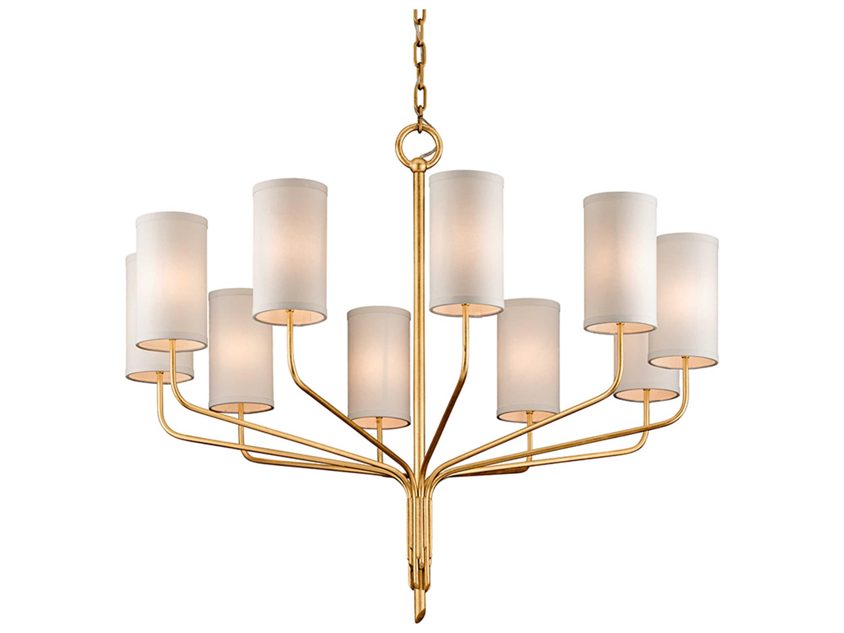 Troy Lighting Juniper 10-Light Textured Gold Leaf Cylinder Chandelier
