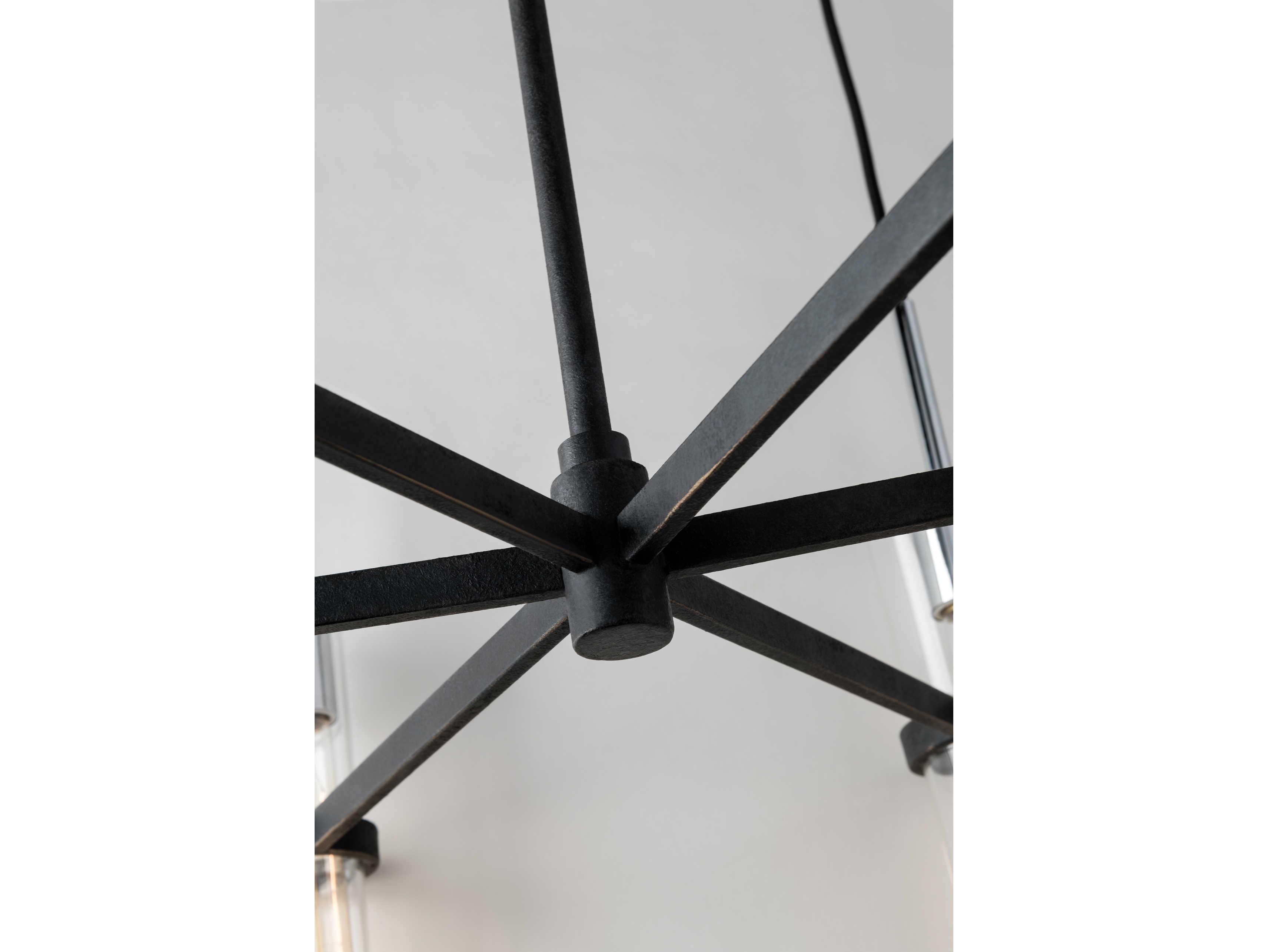 Troy Lighting Xavier 8-Light Vintage Iron Black Glass Cylinder Pendant