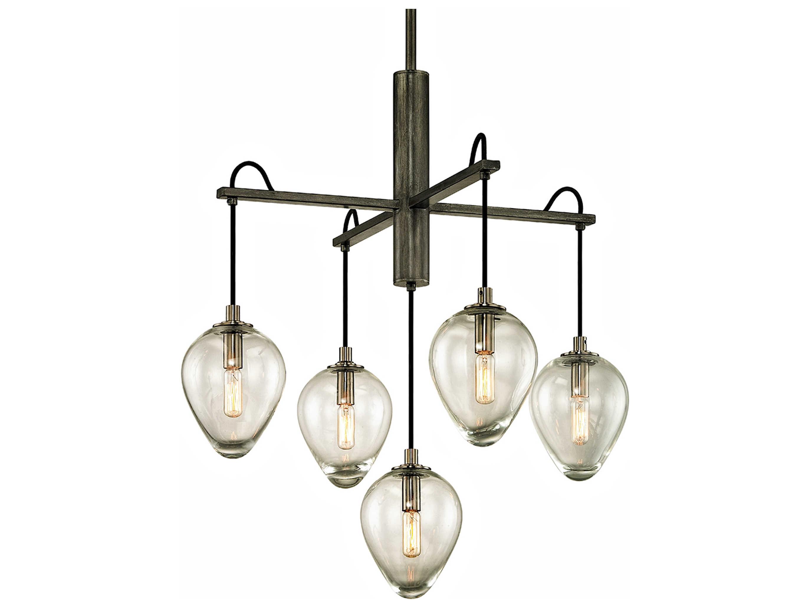 Troy Lighting Brixton 5-Light Gunmetal Glass Tiered Pendant