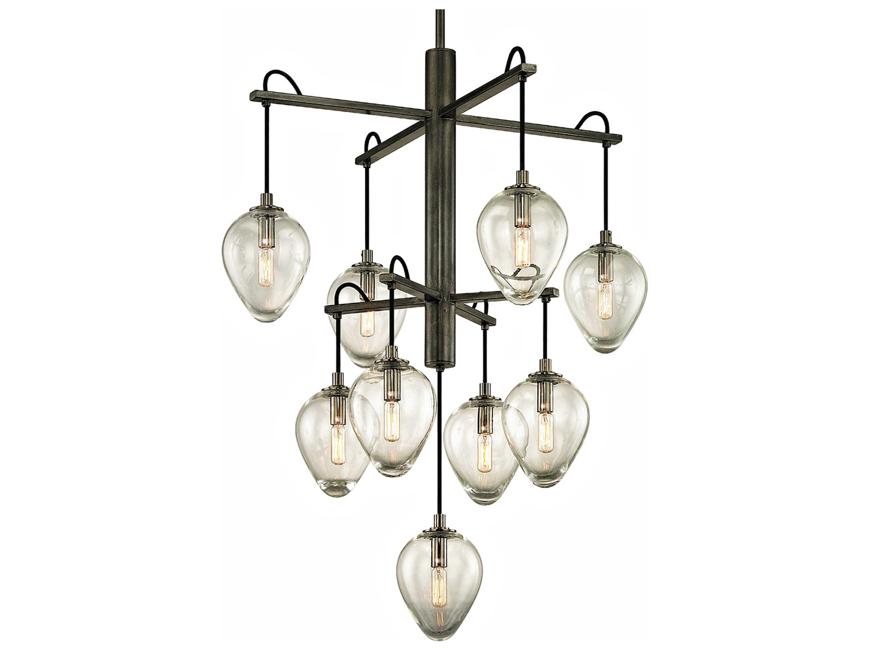 Troy Lighting Brixton 9-Light Gunmetal Glass Tiered Pendant