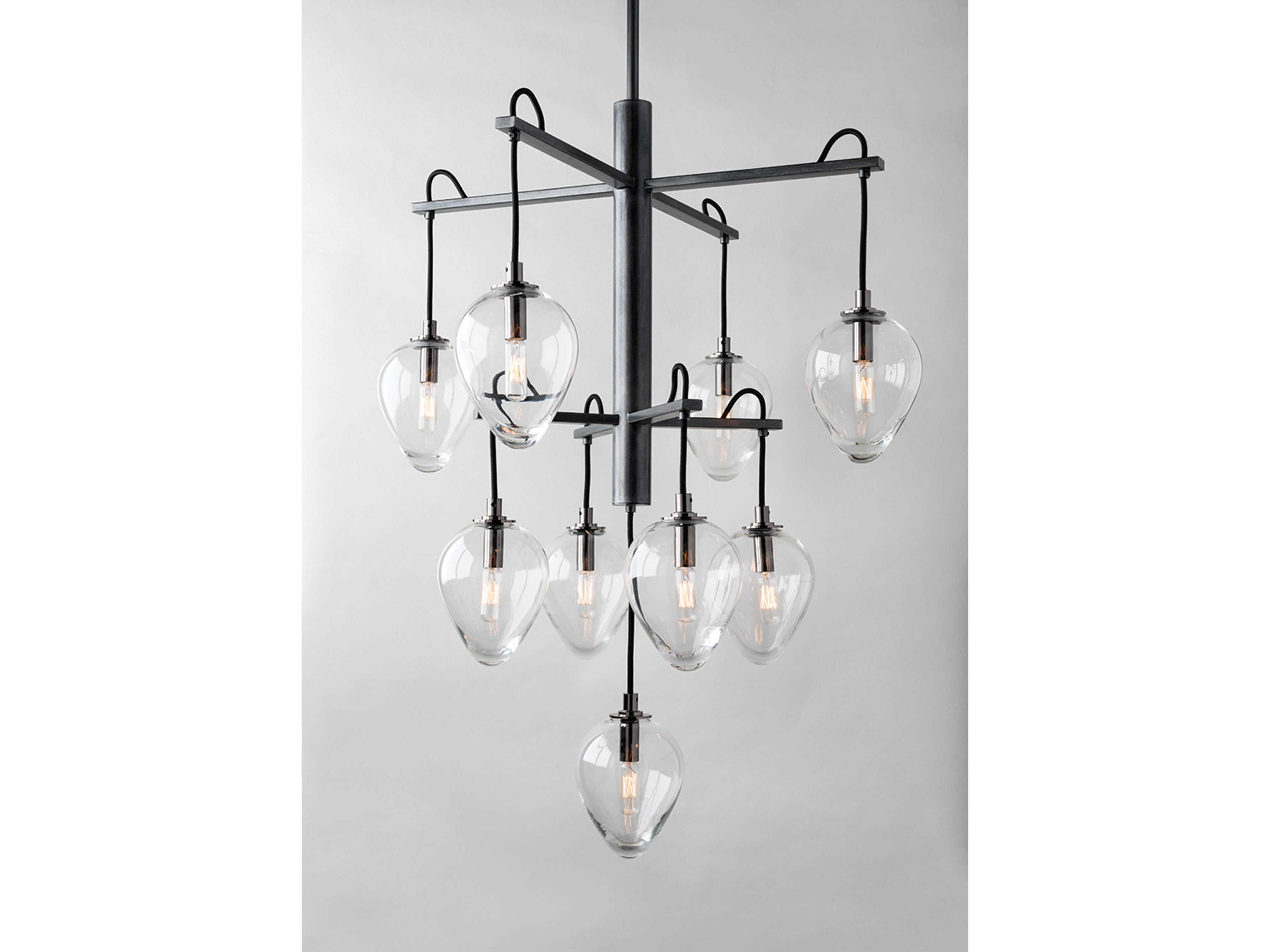 Troy Lighting Brixton 9-Light Gunmetal Glass Tiered Pendant