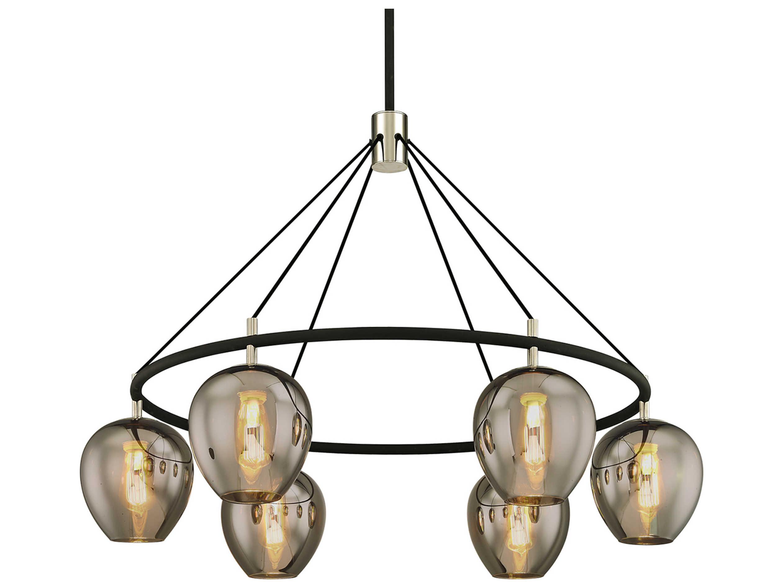 Troy Lighting Iliad 6-Light Carbide Black Glass Globe Chandelier