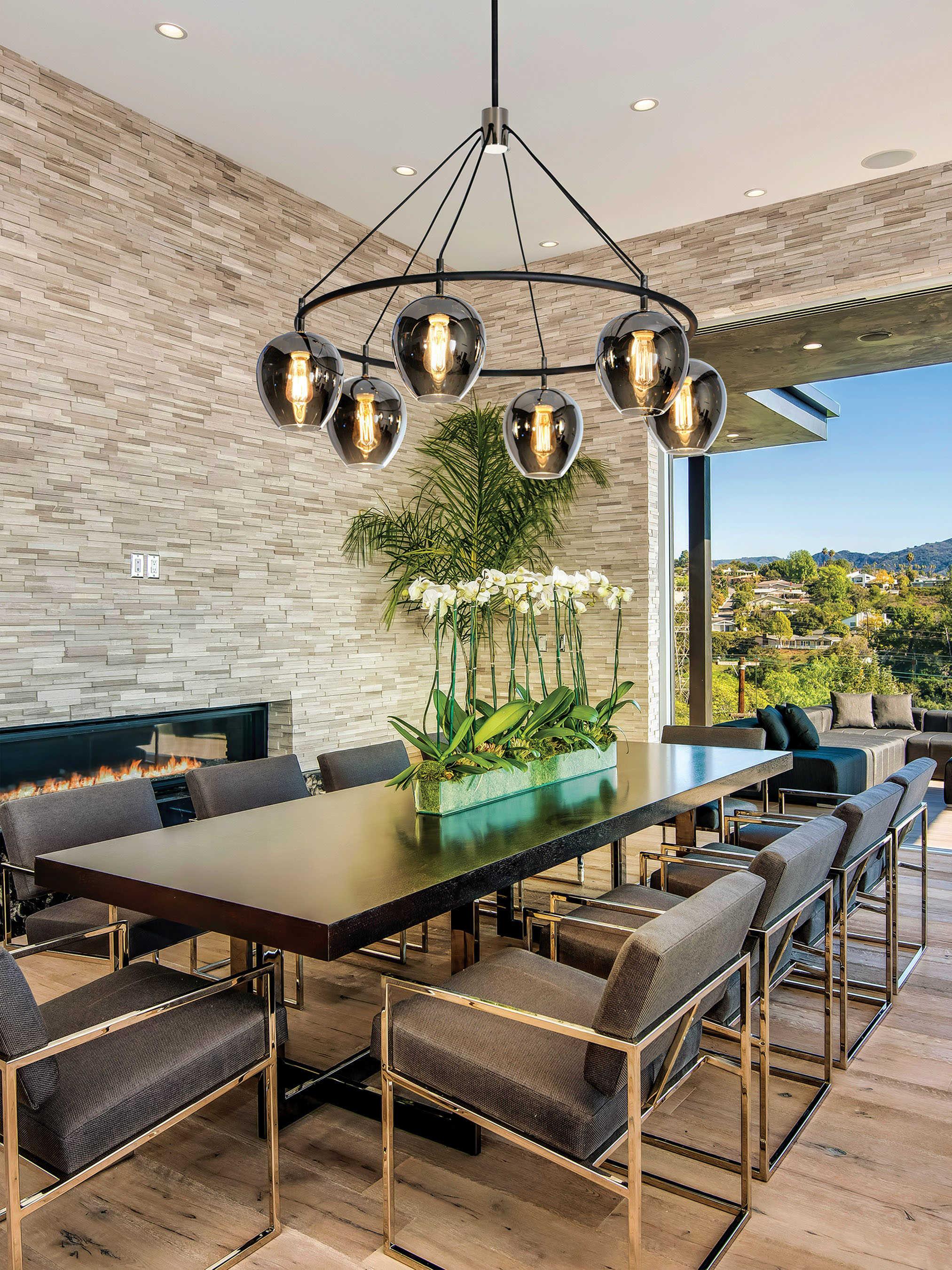 Troy Lighting Iliad 6-Light Carbide Black Glass Globe Chandelier